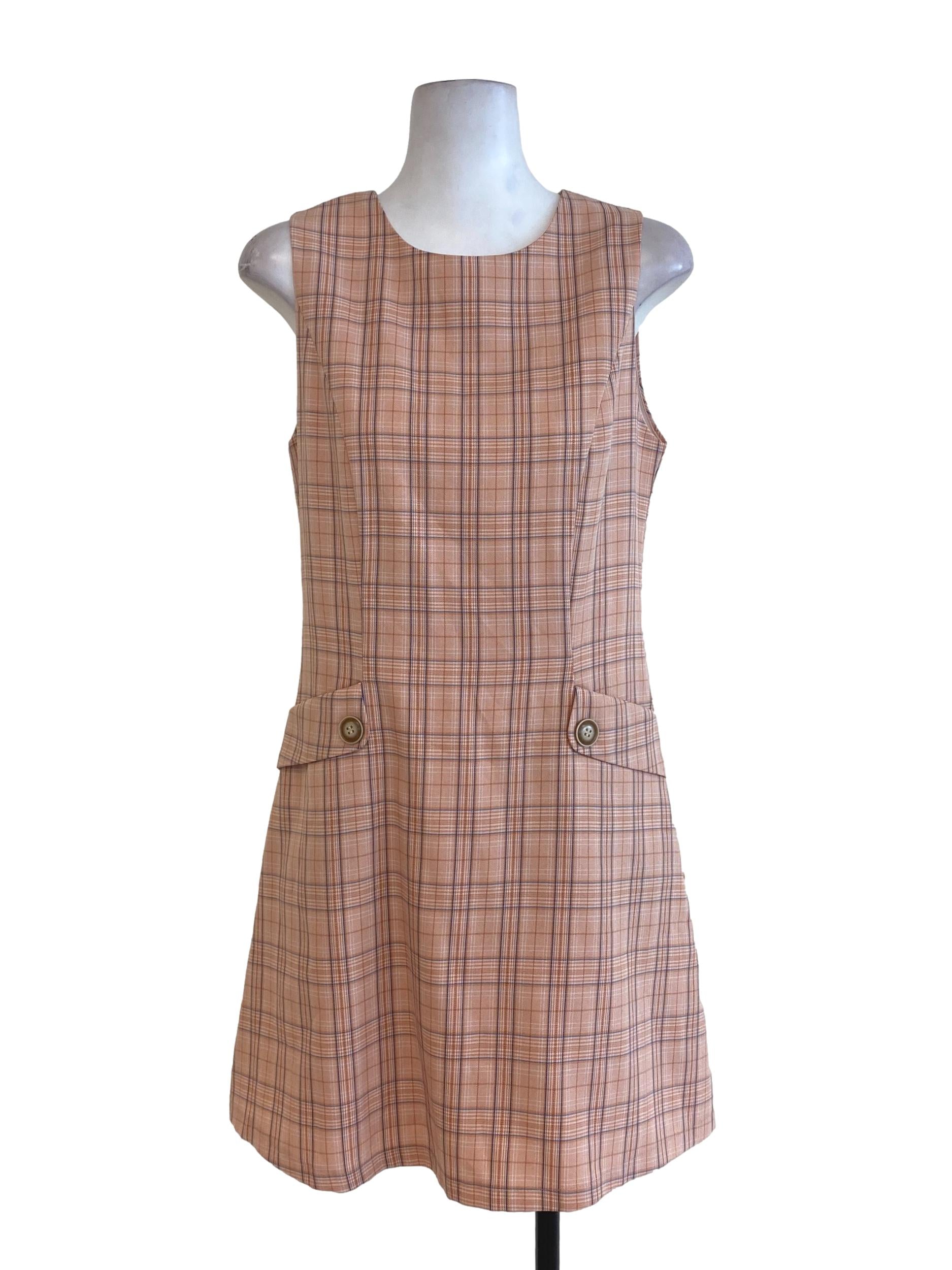 Playdress Light Pink Tartan Shift Dress REFASH