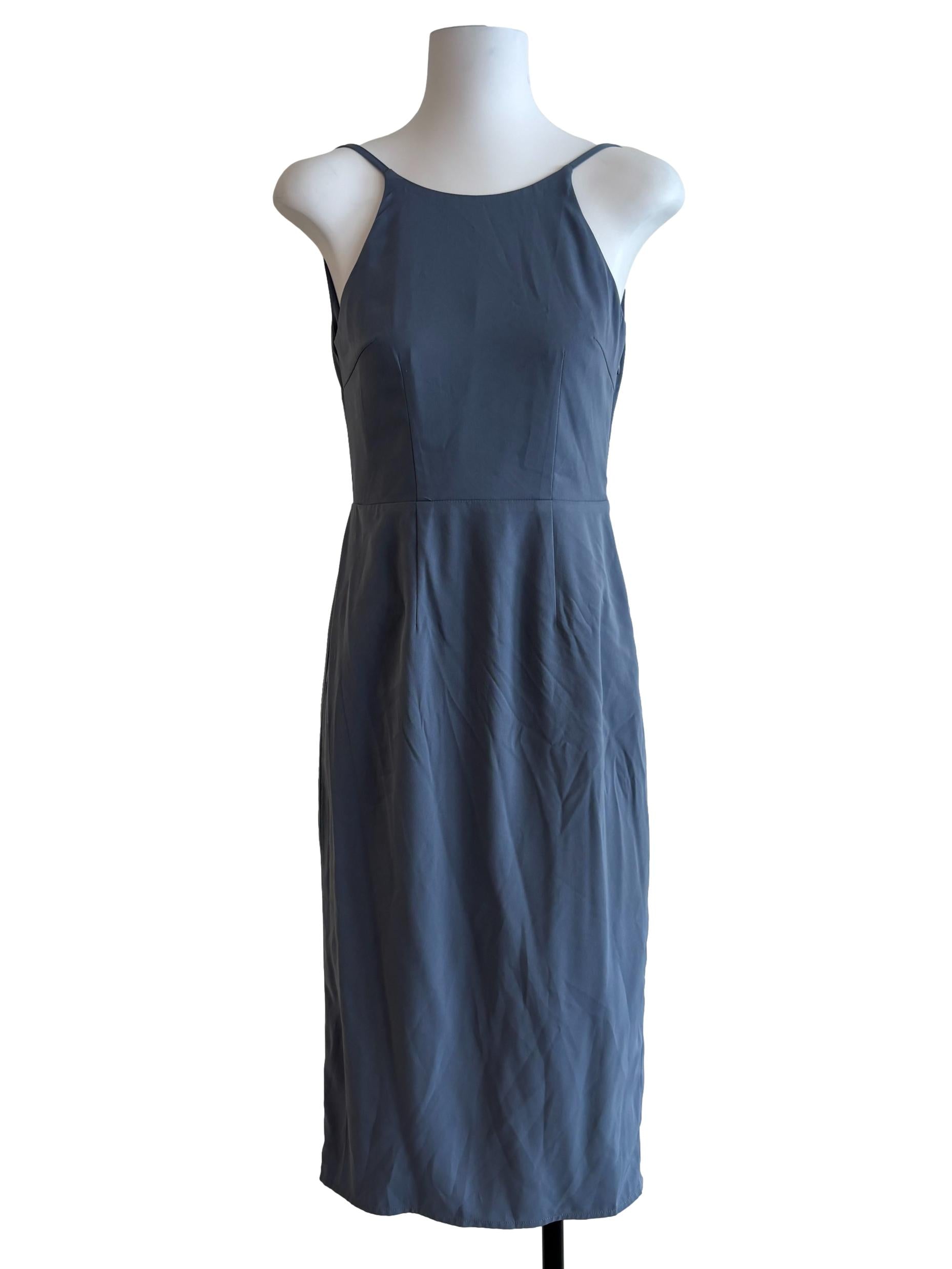 Love Bonito Stone Blue Deep Back Midi Dress