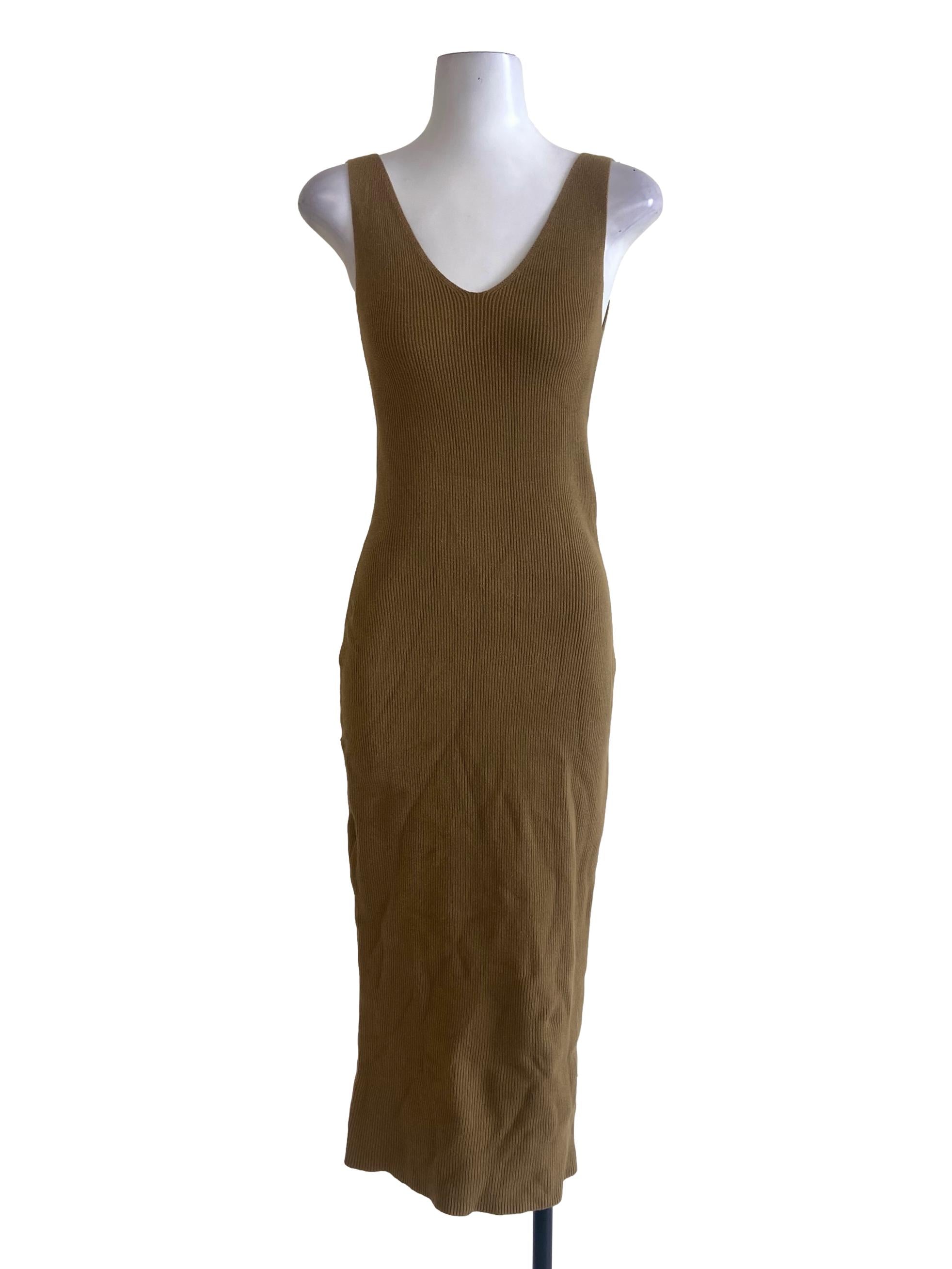 Bershka Mustard Beige Pencil Stripe Bodycon Dress | REFASH Bershka Mustard Beige Pencil Stripe Bodycon Dress | REFASH