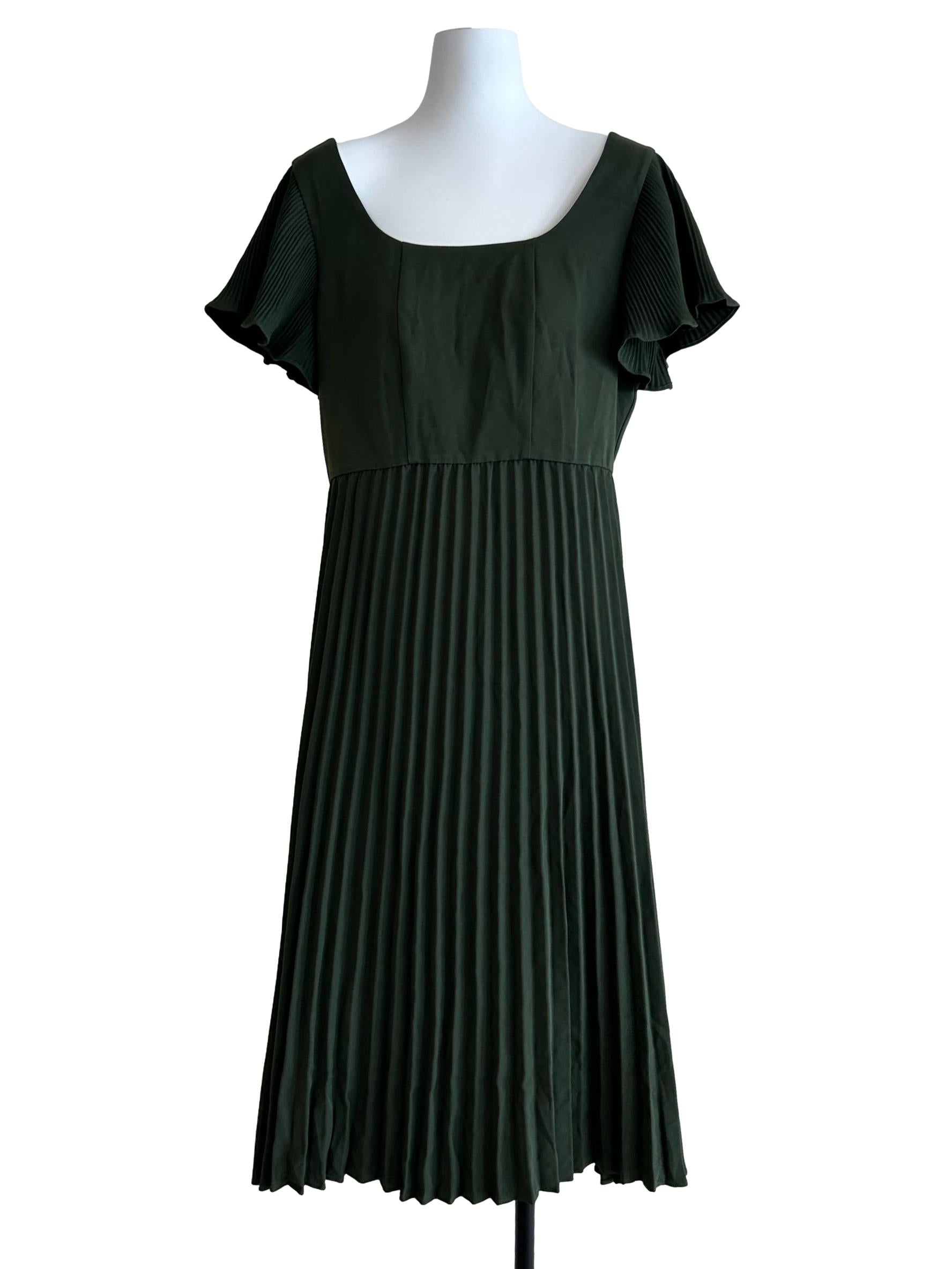 Eltwine Seaweed Green Pleated Dress | REFASH Eltwine Seaweed Green Pleated Dress | REFASH