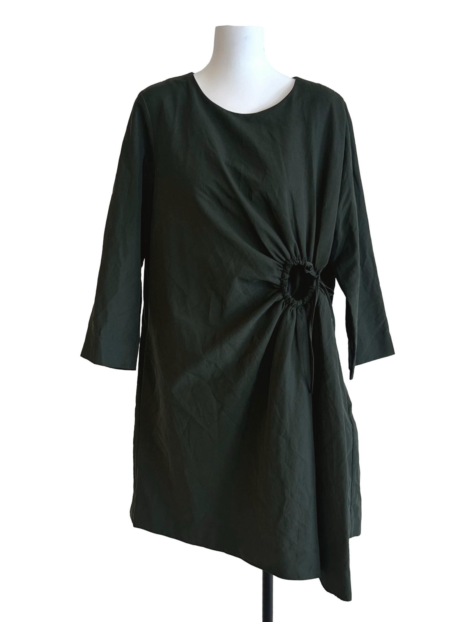 COS Seaweed Green Round Neck Dress