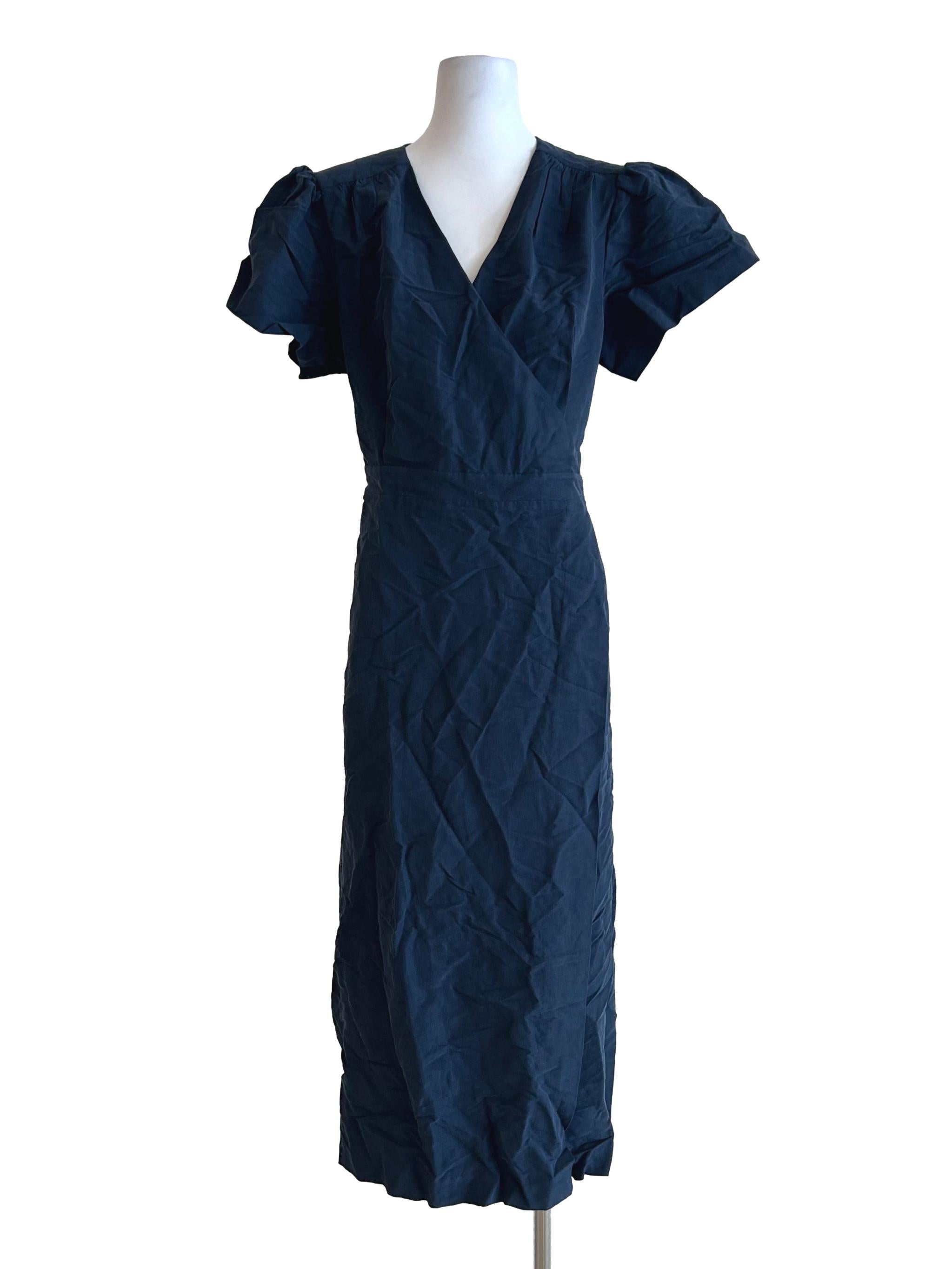 Rosylee Navy Blue Wrap Dress | REFASH