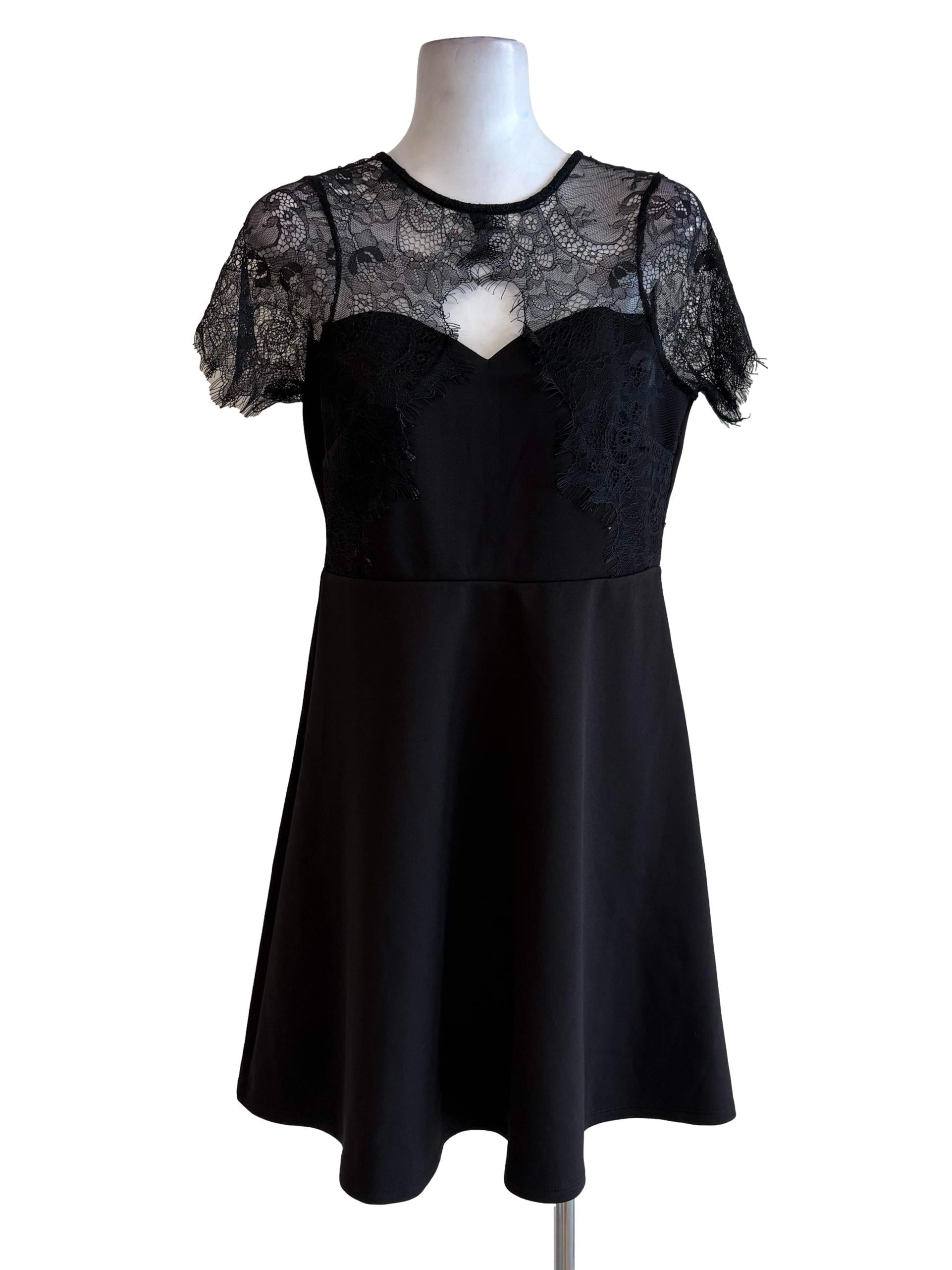 Dorothy Perkins Black Floral Lace A-Line Dress