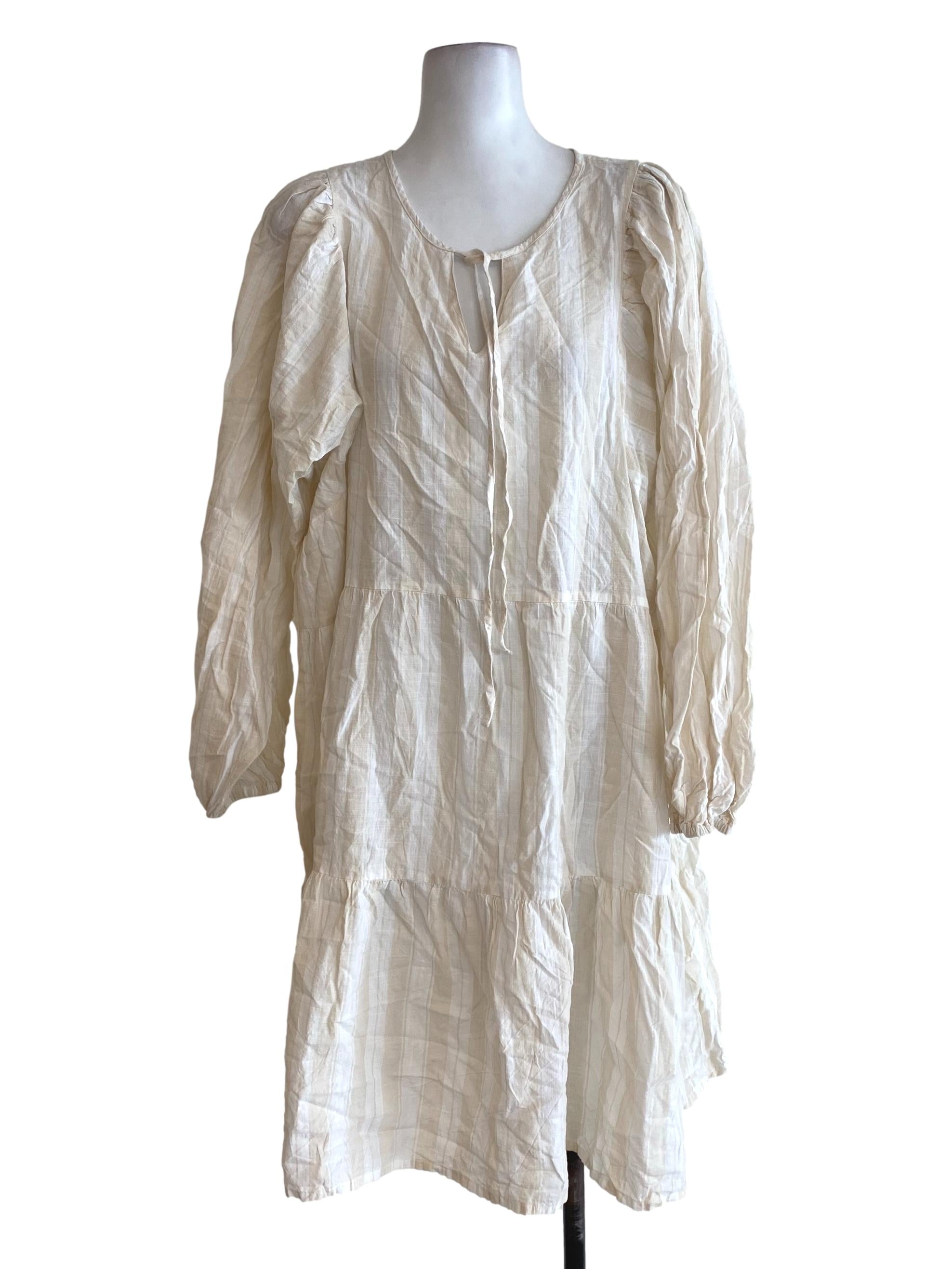 Primark Beige White Striped Dress