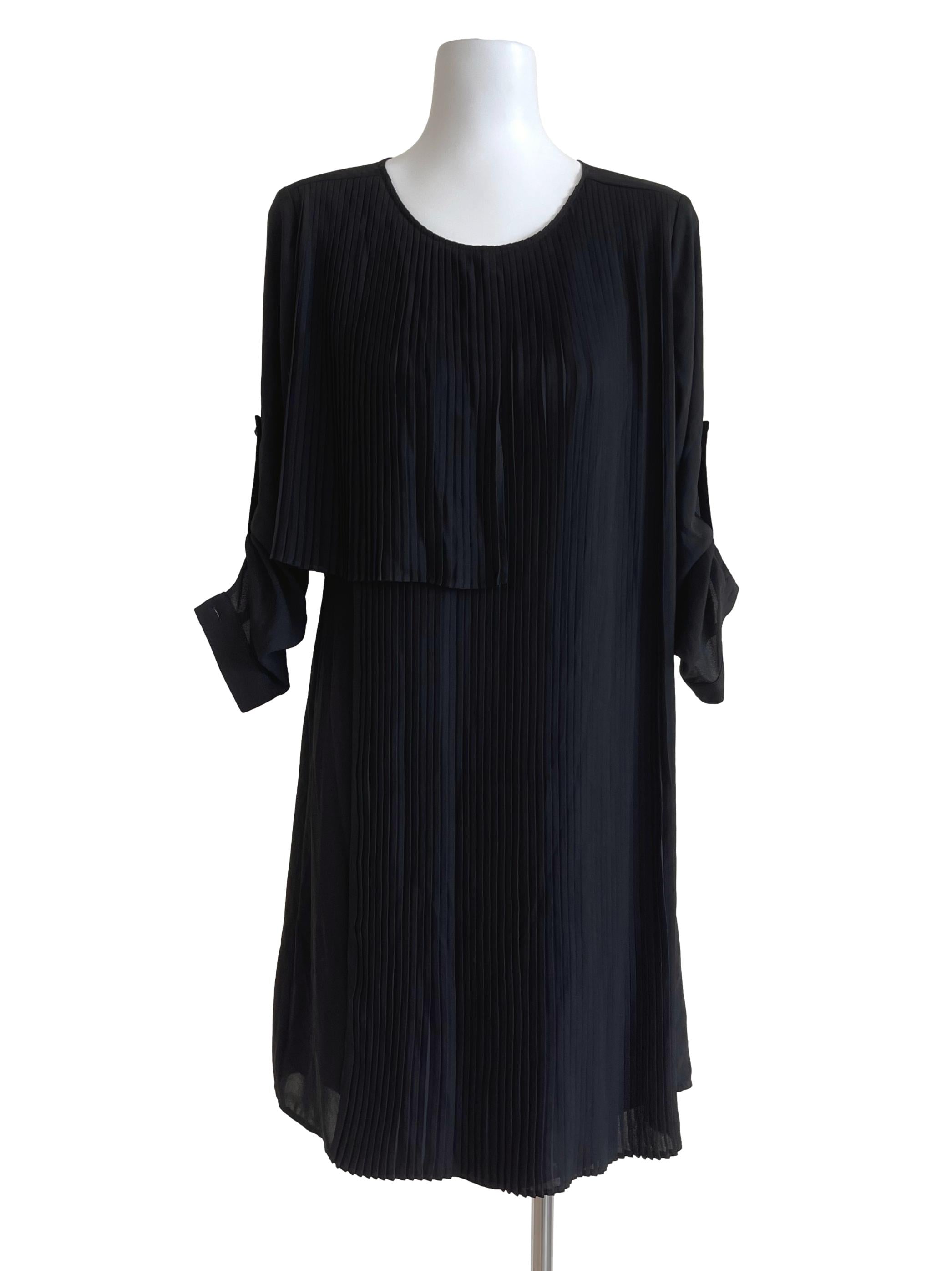 G2000 Black Partial Pleated Dress REFASH - Main Image