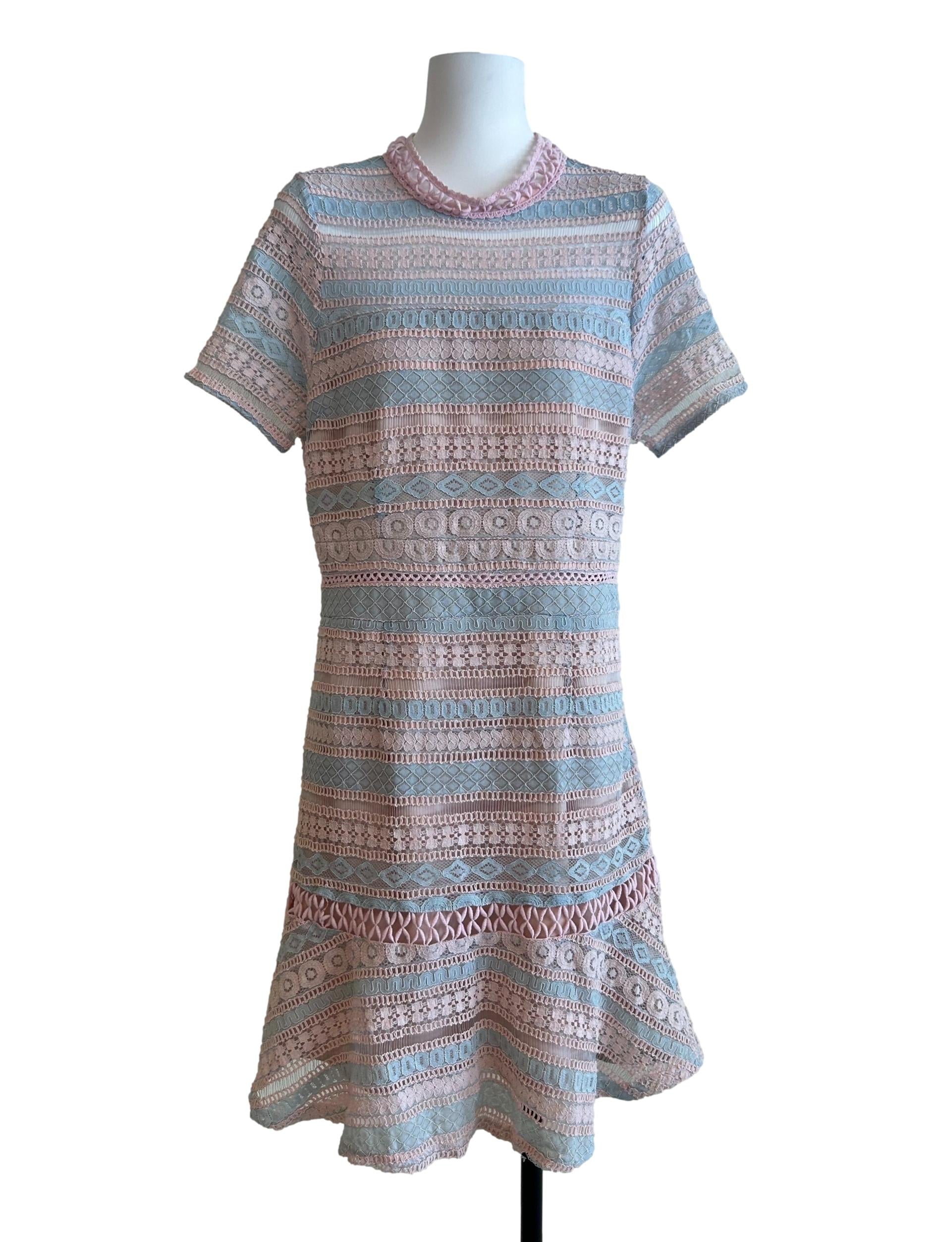 Foxiedox Blue And Pink Embroidered Backless Dress