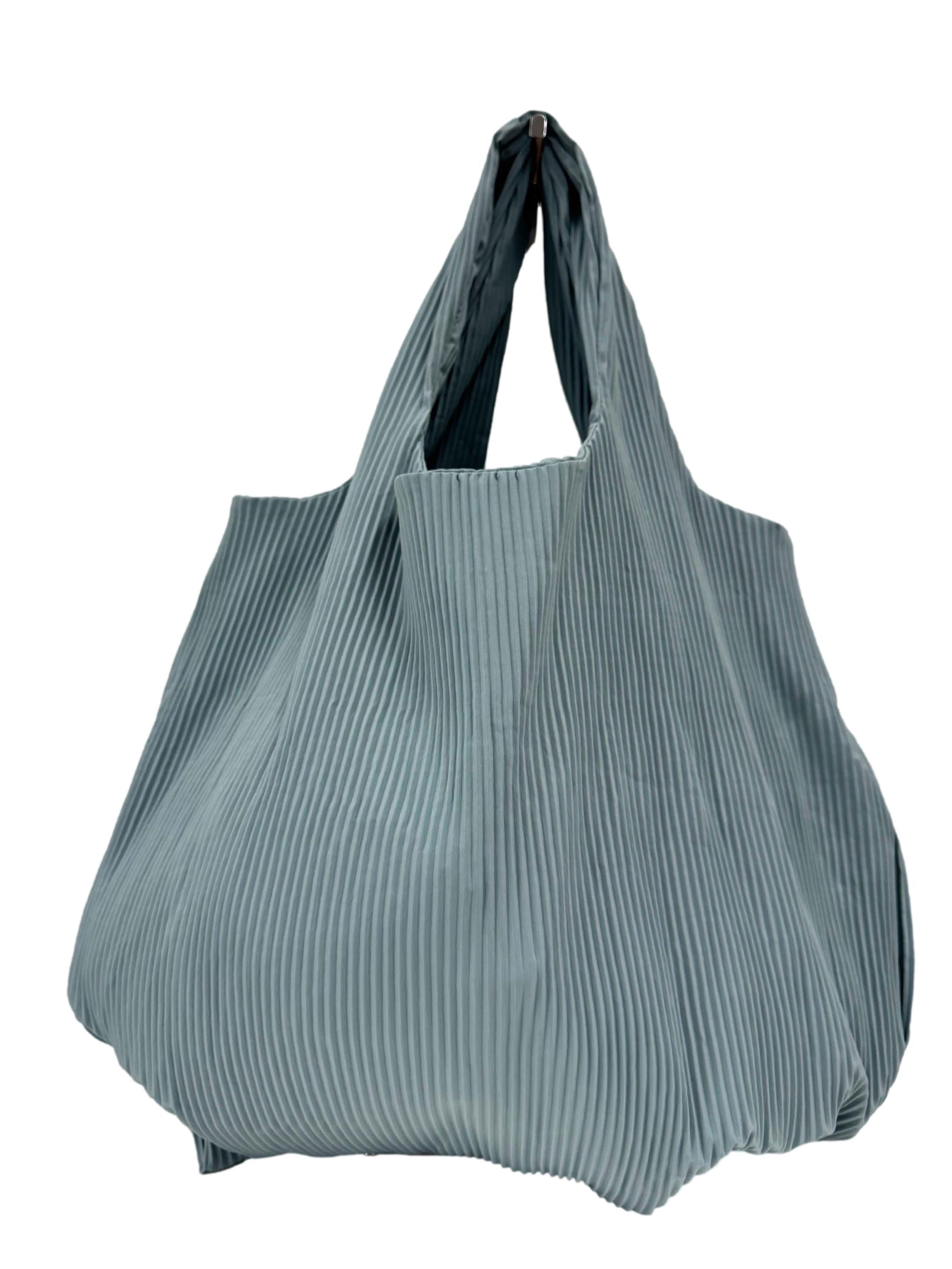 COS Dusty Blue Pleated Fabric Shopper Bag REFASH