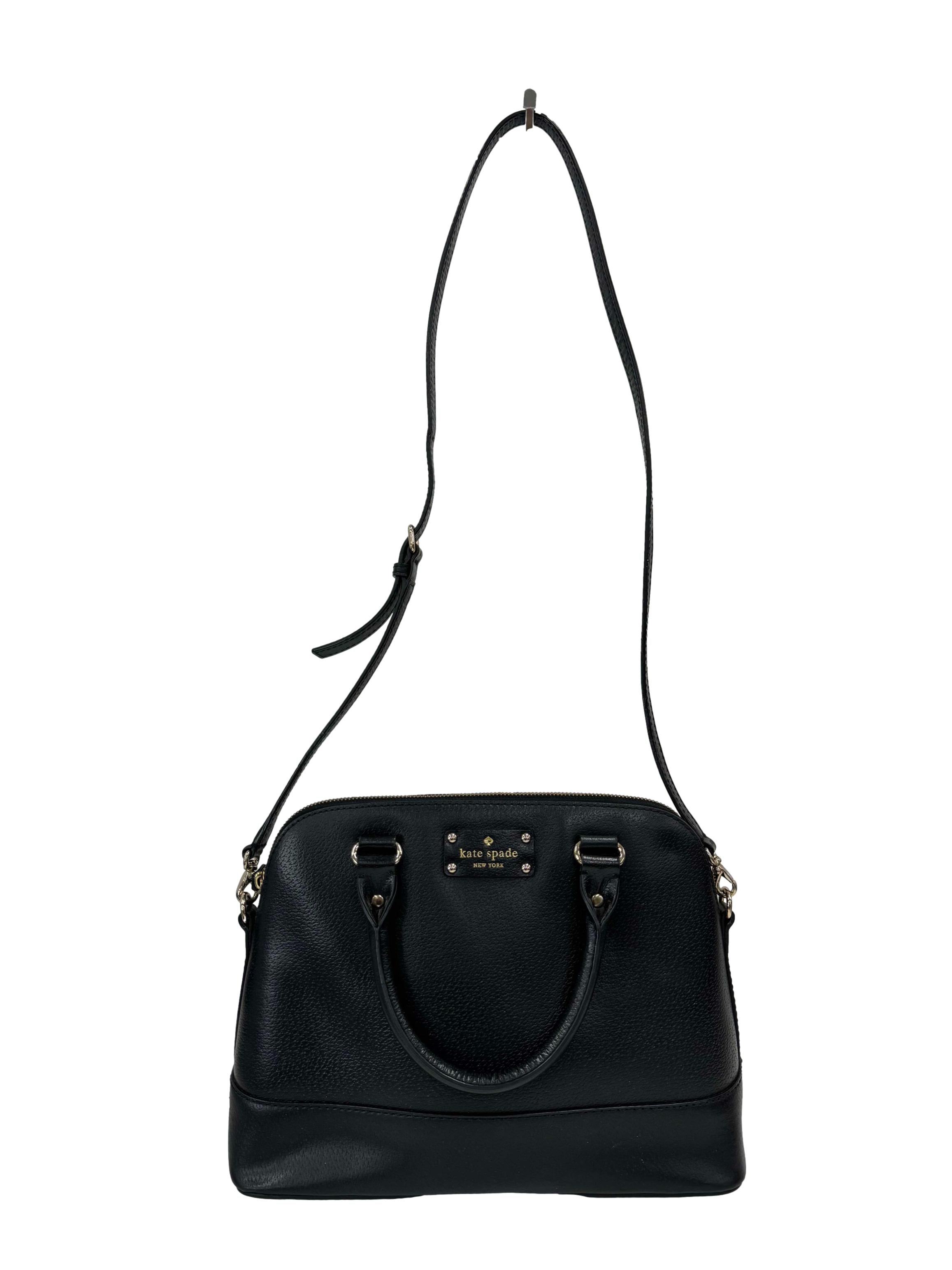 Kate Spade Black Leather Wellesley Rachelle Top Handle Bag REFASH