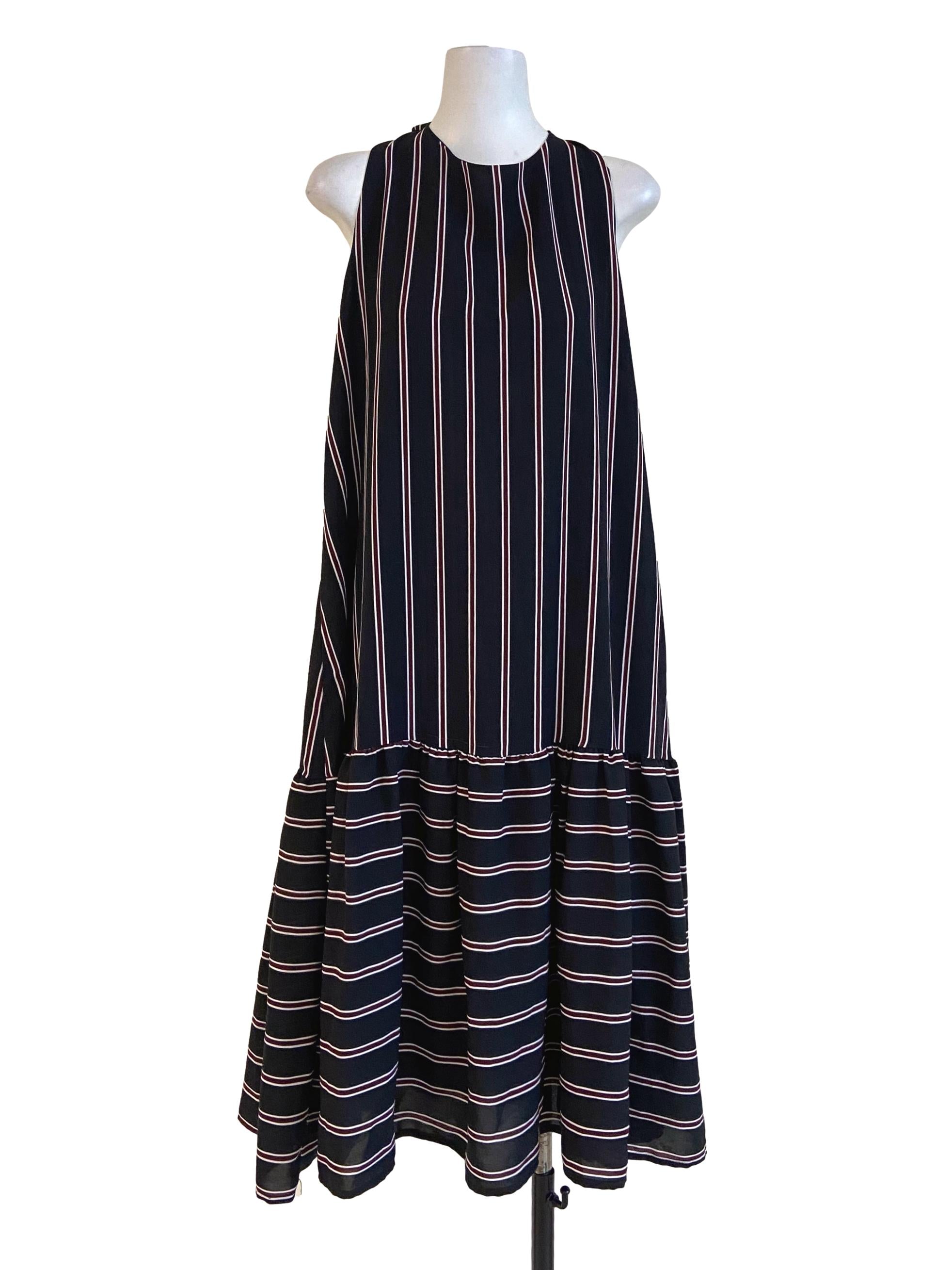 The Editor's Market Black & Red Stripe Sleeveless Drop Waist Dress