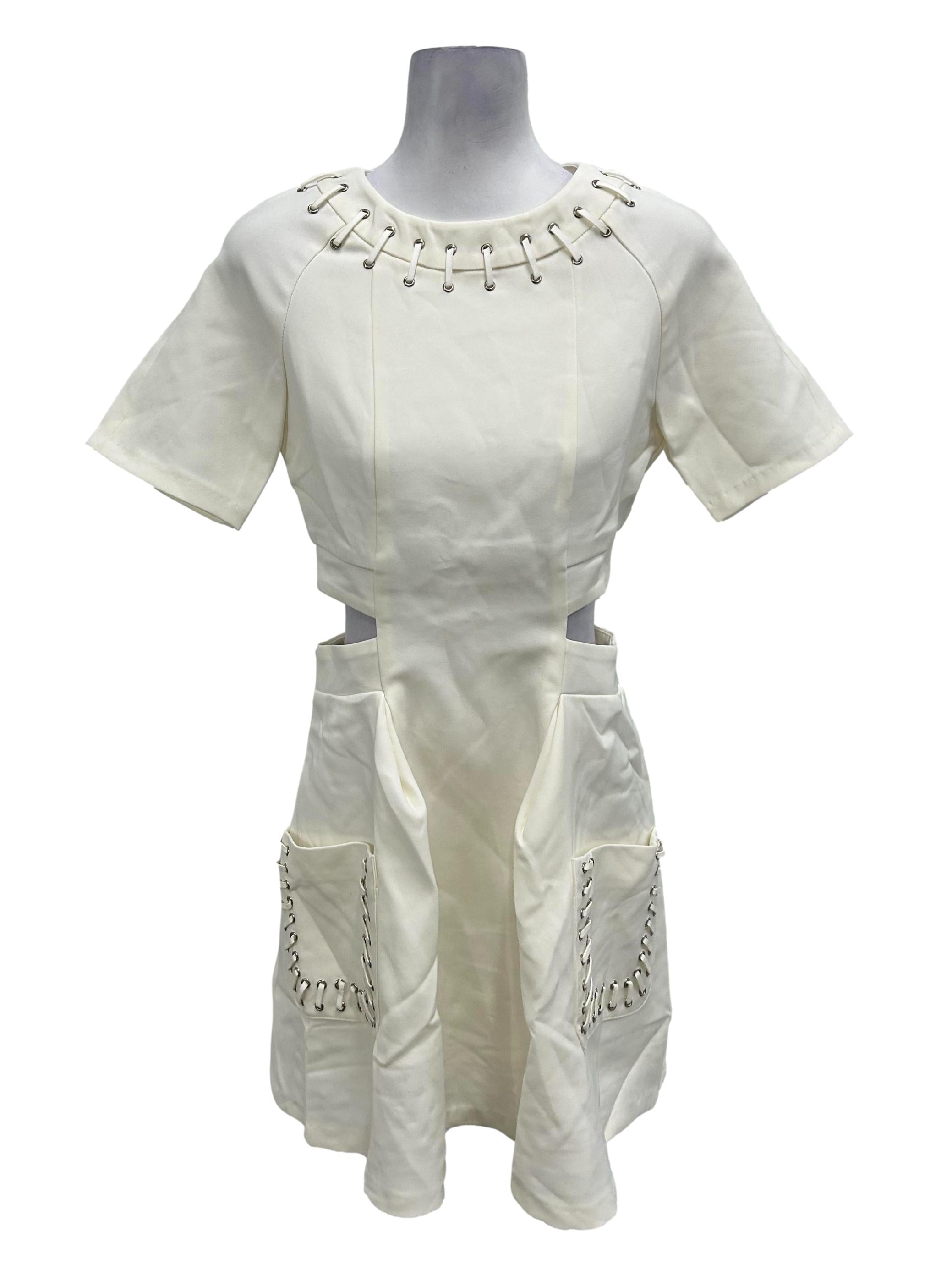 White Lace Cut-out Dress