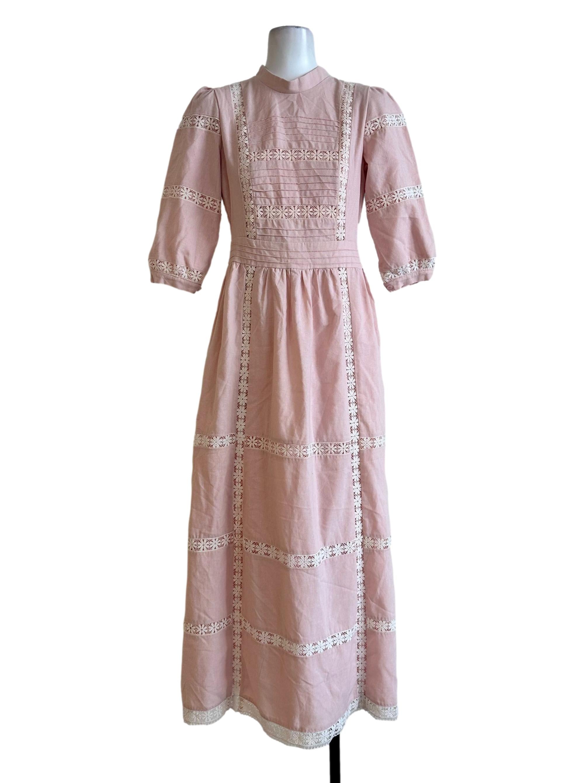 banana republic embroidered linen dress PINK ROSE EMBROIDERED MAXI DRESS – De Novoo main image 1