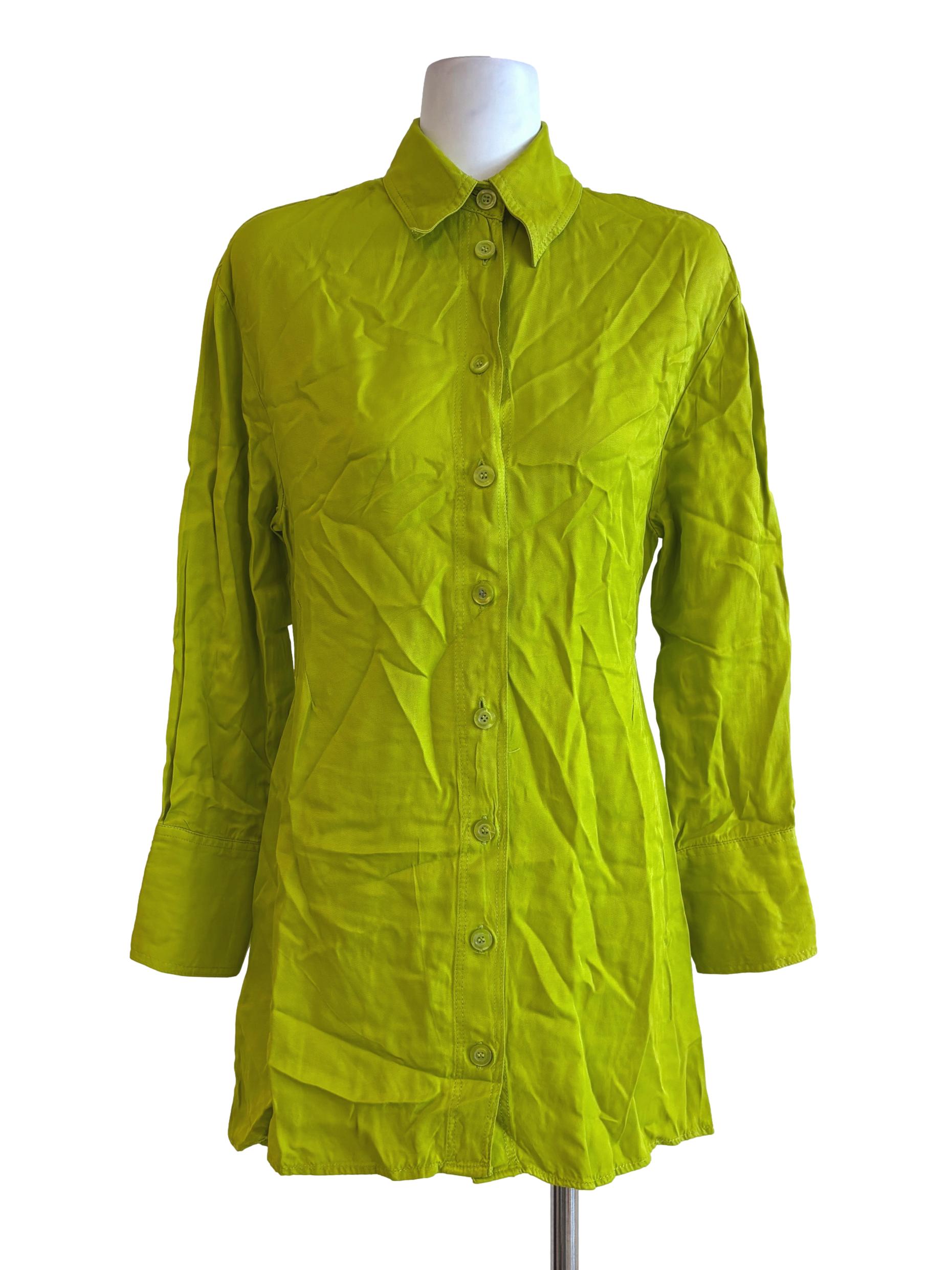 Zara Chartreuse Cutout Shirt Dress | REFASH Zara Chartreuse Cutout Shirt Dress | REFASH
