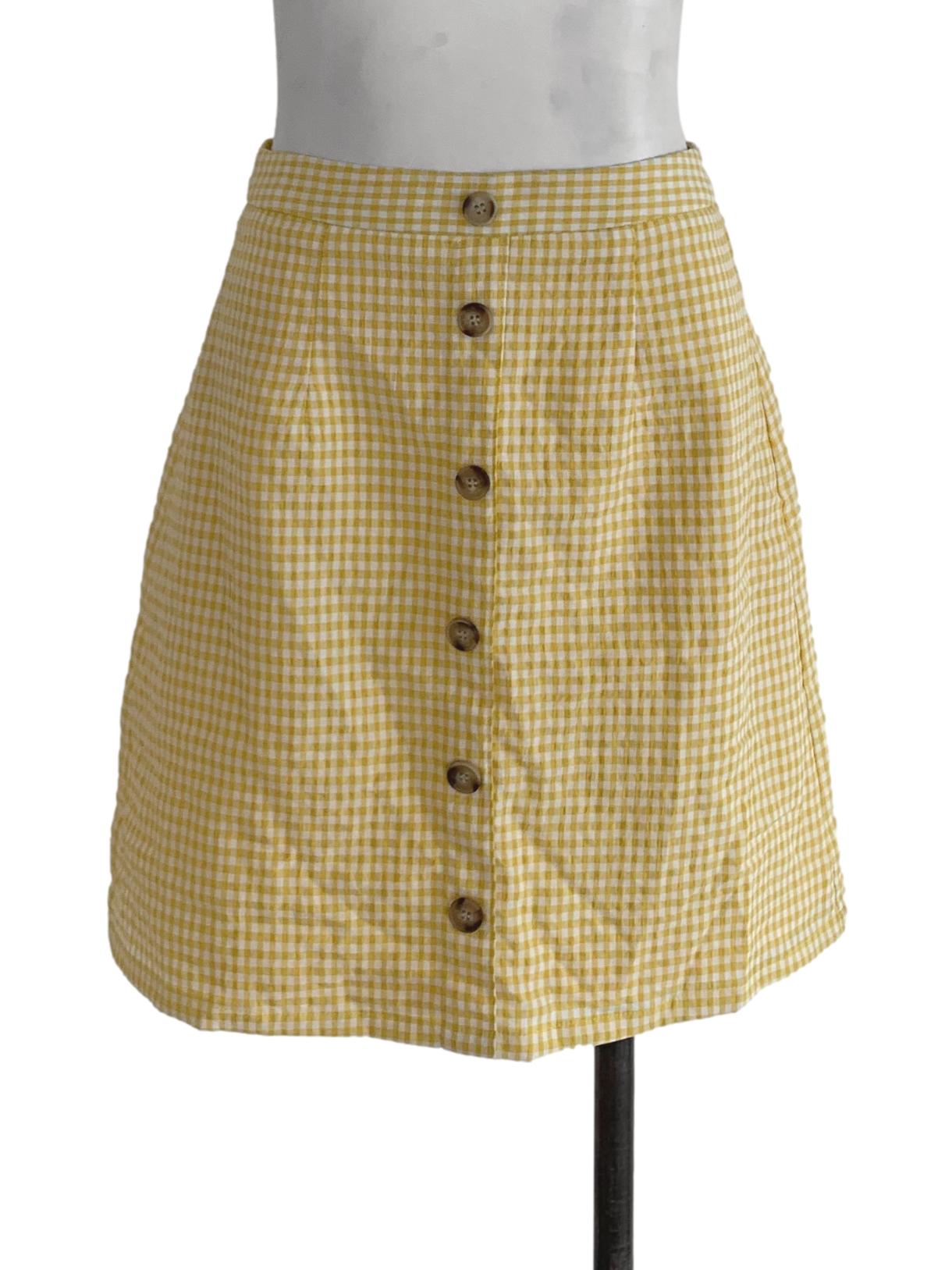 Gingham mini skirt yellow best sale