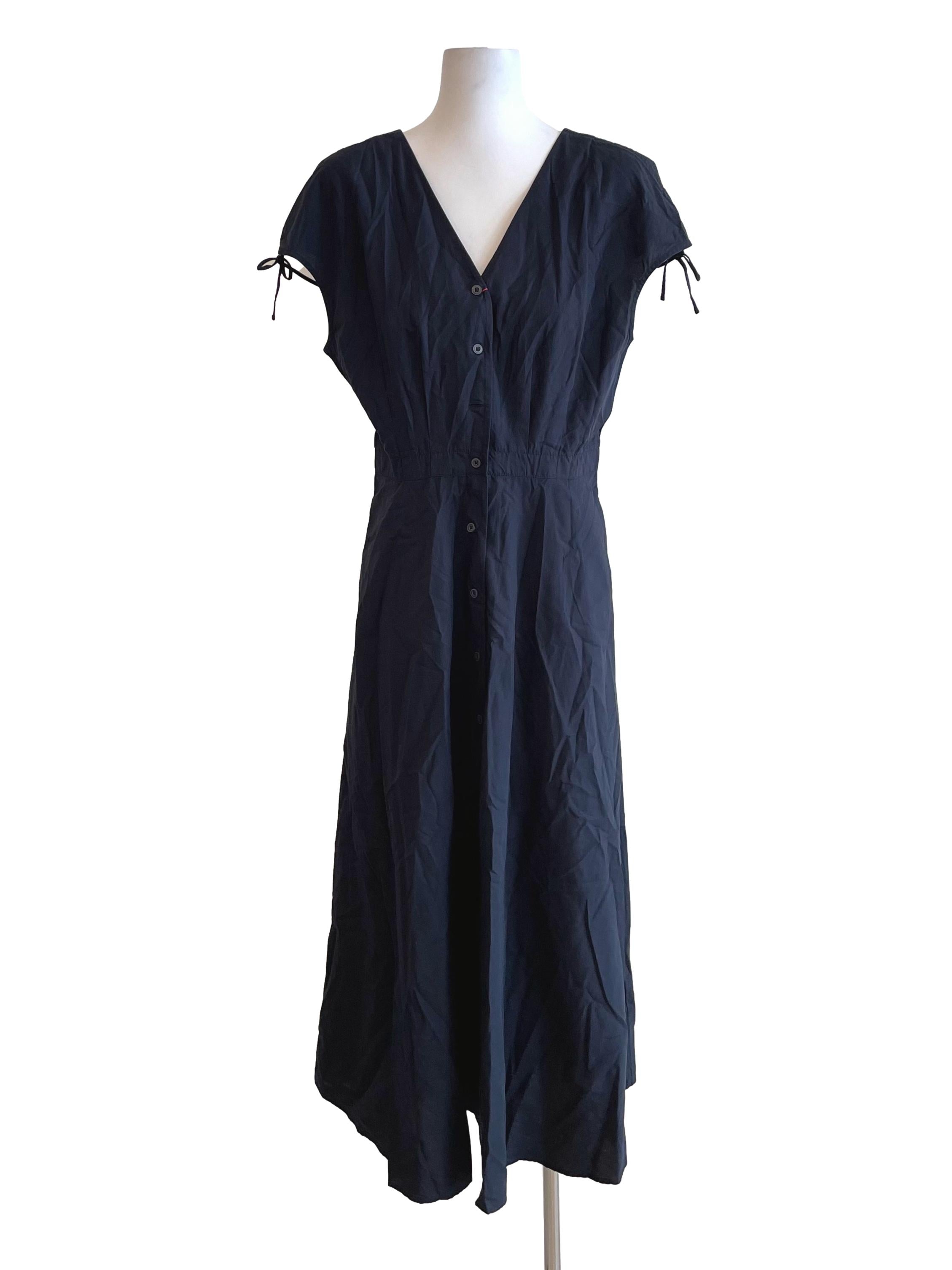 Uniqlo Navy V Neck Flared Dress