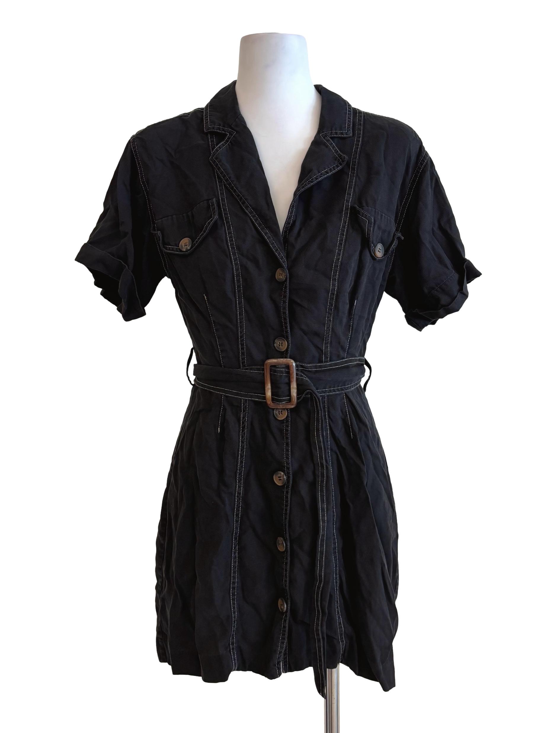 ASTR The Label Ebony Short Sleeve Buttoned Dress