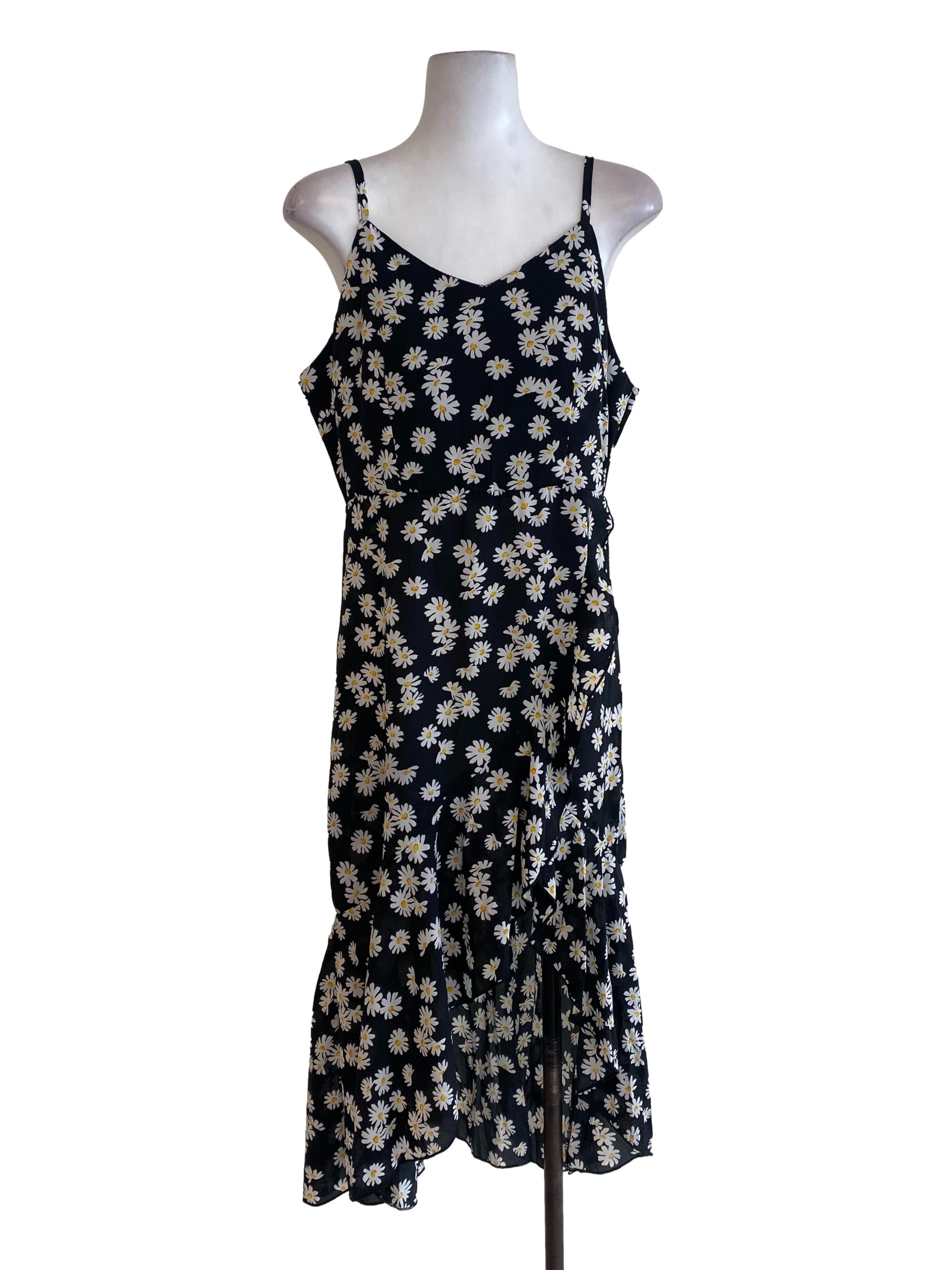 Plus Black Floral Wrap Dress main image 0