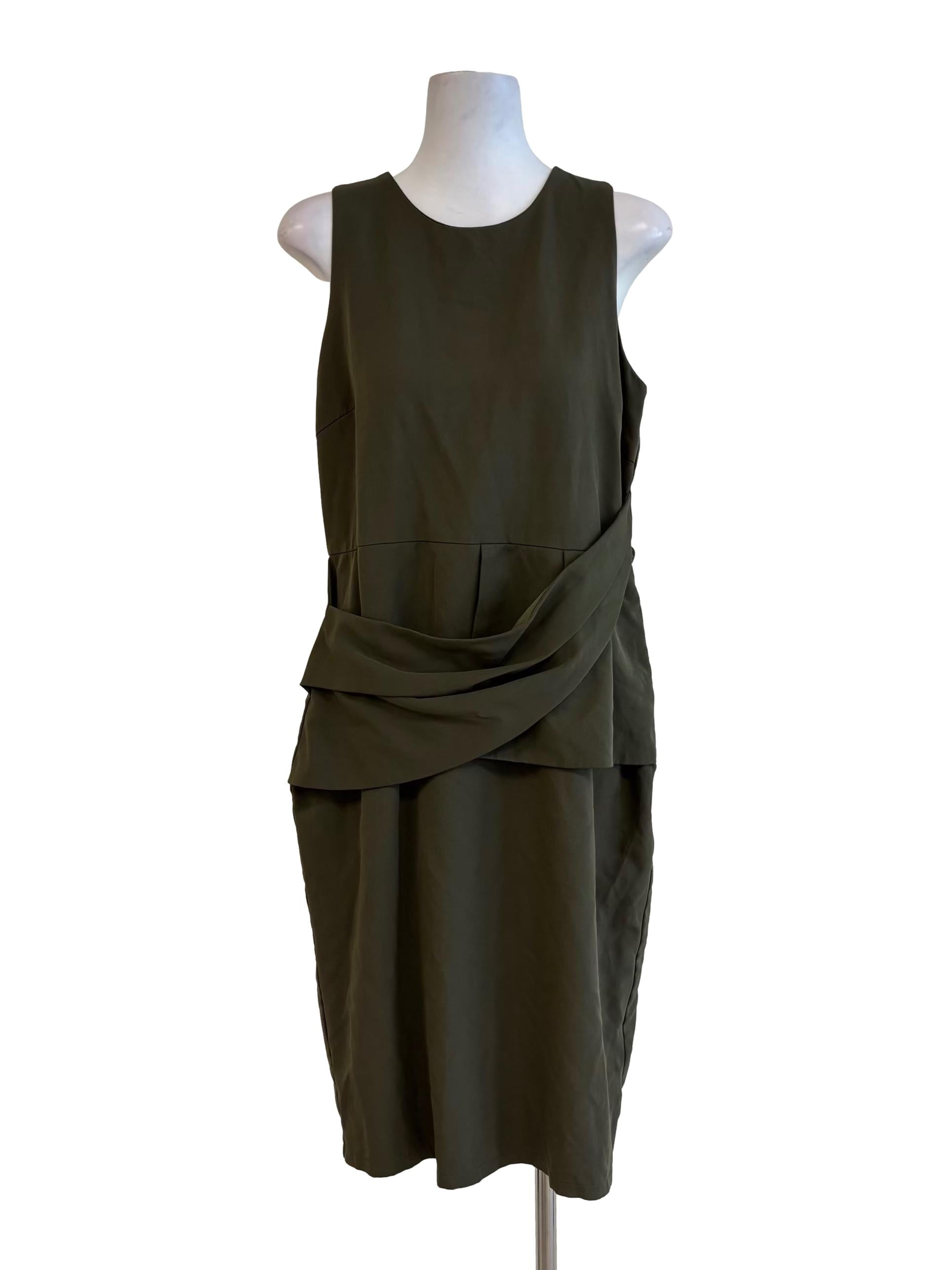 Mint & Ooak Olive Green Sleeveless Pencil Dress | REFASH Mint & Ooak Olive Green Sleeveless Pencil Dress | REFASH