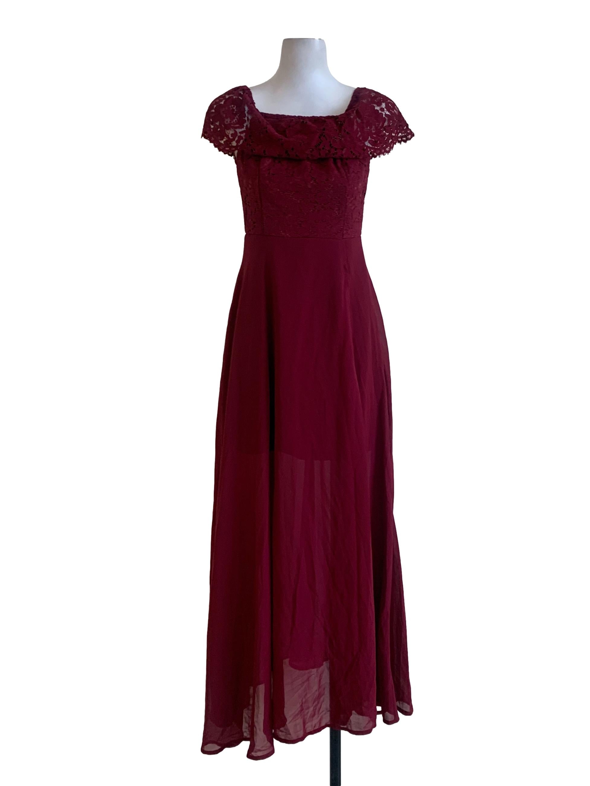 Topazette Jam Red Lace A-Line Dress