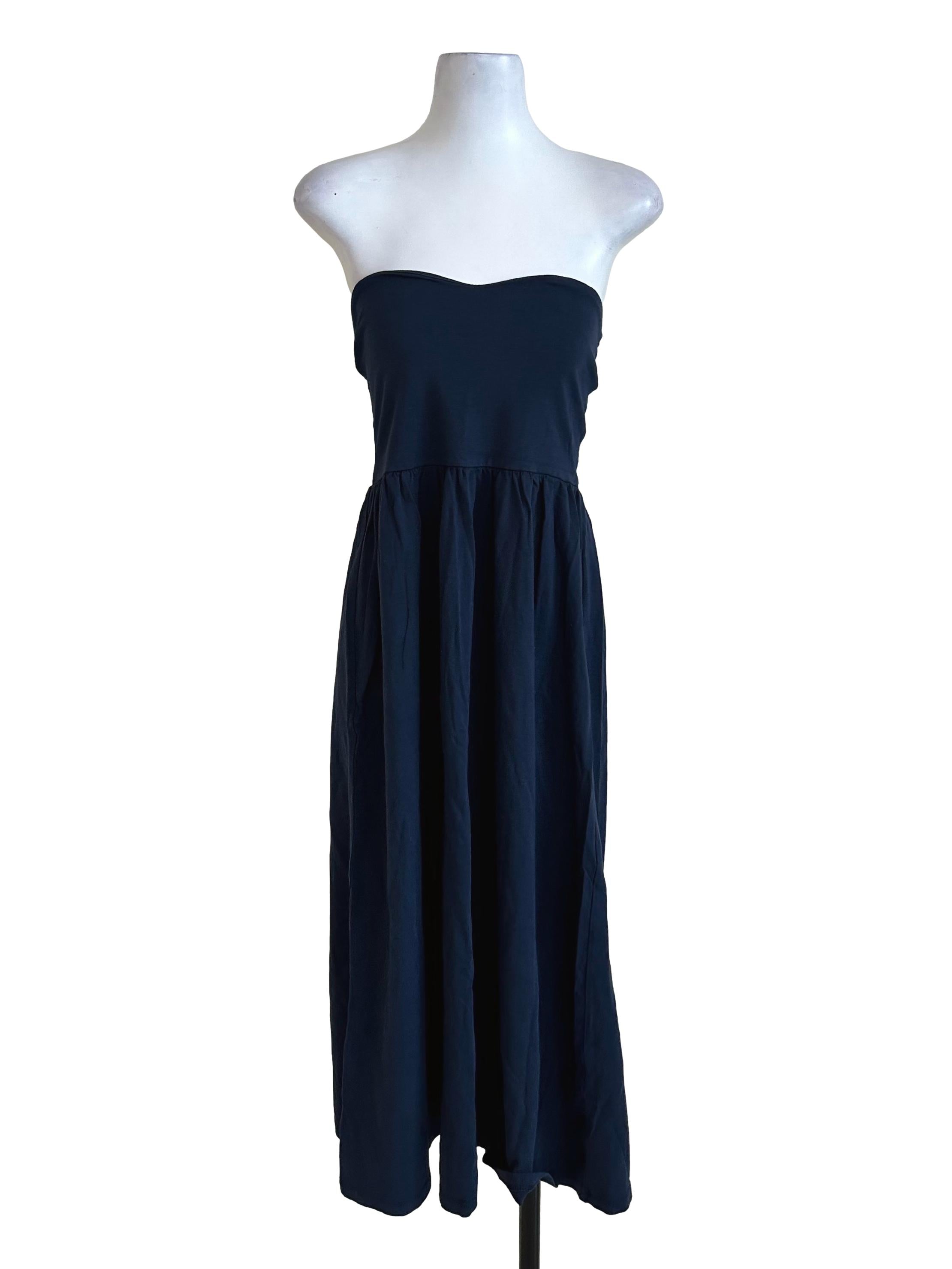 blue strapless dress asos Asos Navy Blue Strapless Dress