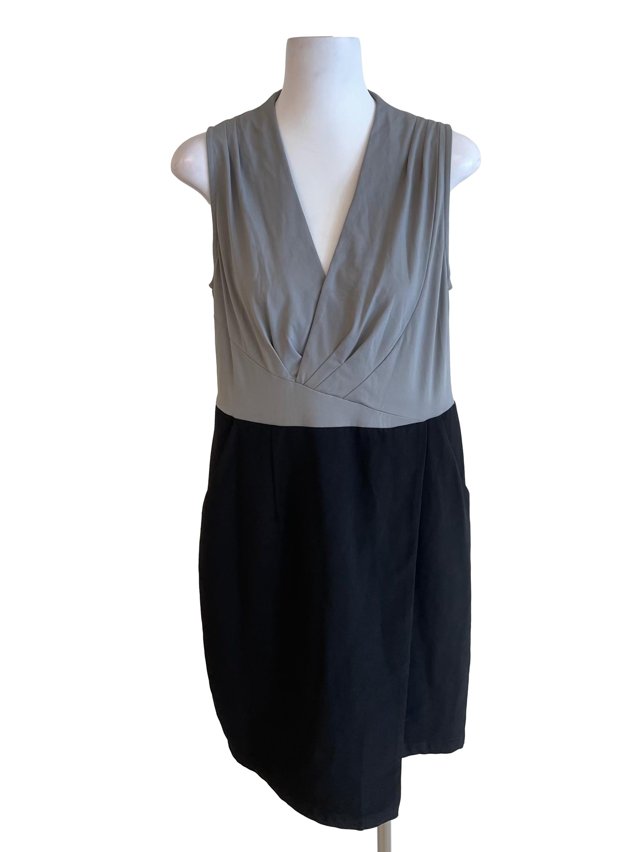 Dressing Paula Grey & Black V Neck Overlay Slip Dress | REFASH Dressing Paula Grey & Black V Neck Overlay Slip Dress | REFASH