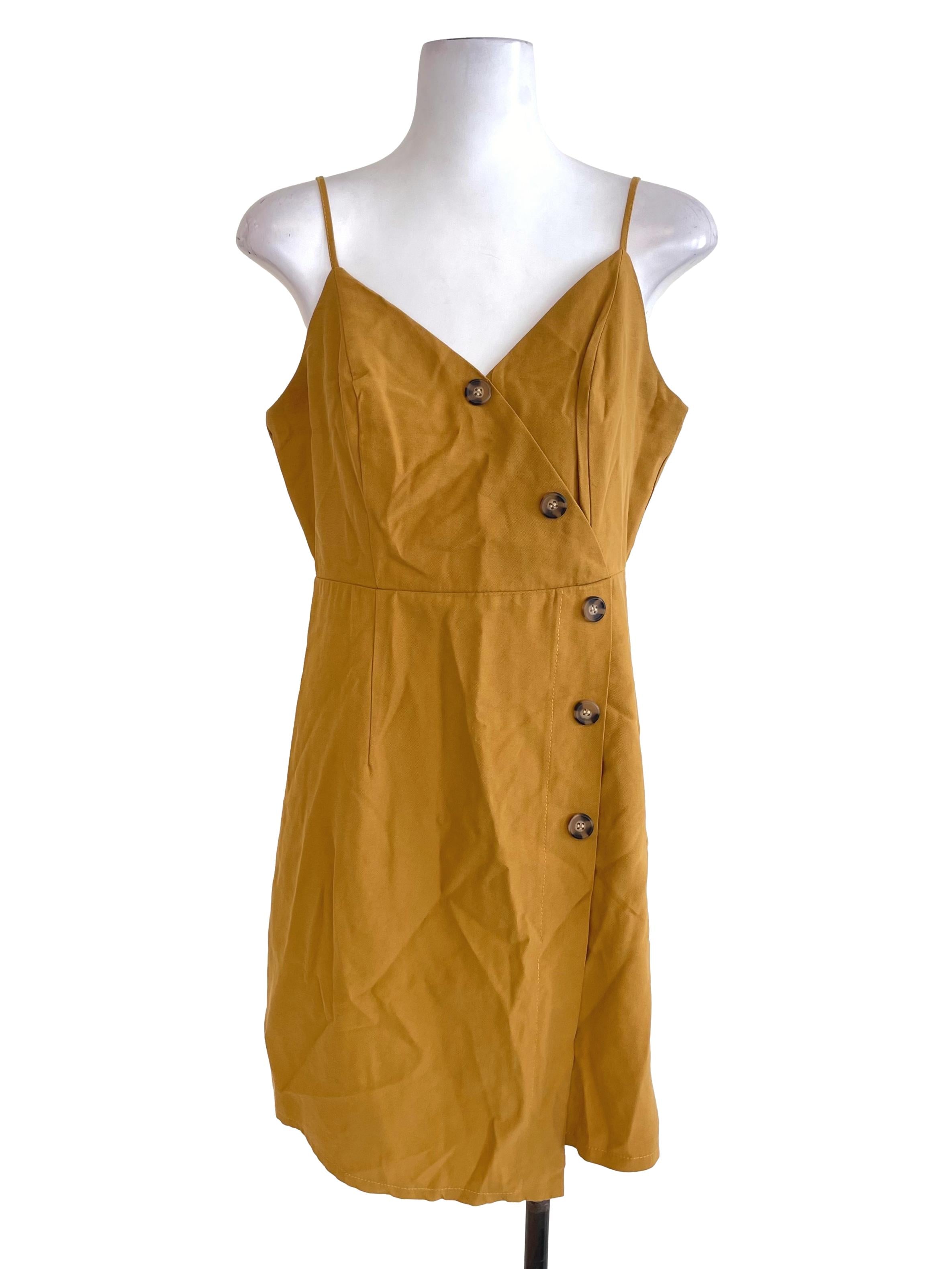 mustard yellow cami dress The Editor's Market Mustard Yellow Button Cami Dress