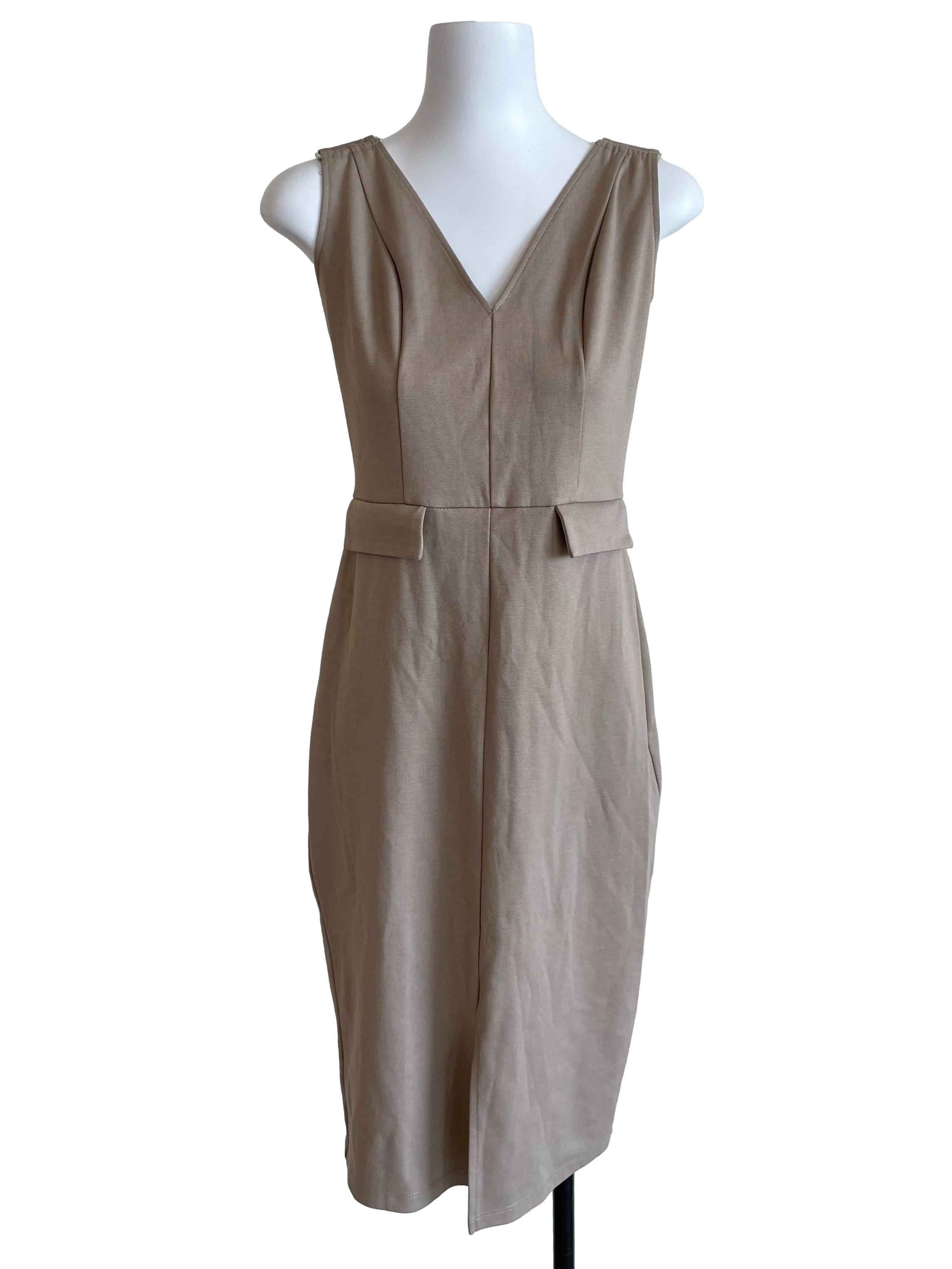 Dorothy Perkins Khaki V Neck Bodycon Dress