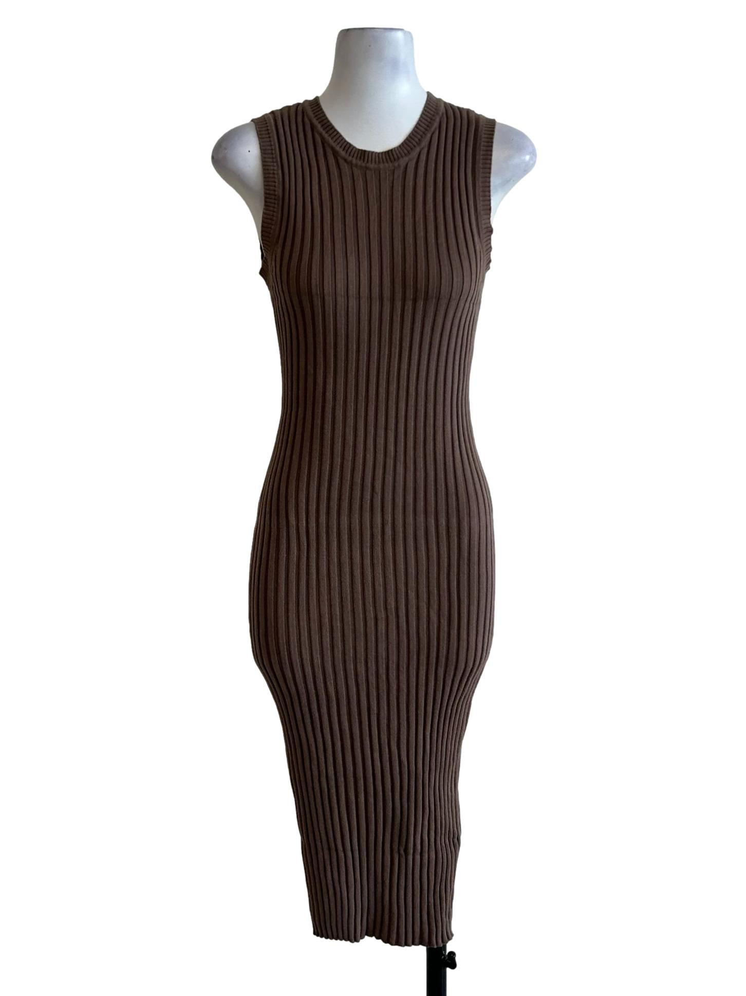 The Tinsel Rack Brown Ribbed Bodycon Dress | REFASH The Tinsel Rack Brown Ribbed Bodycon Dress | REFASH
