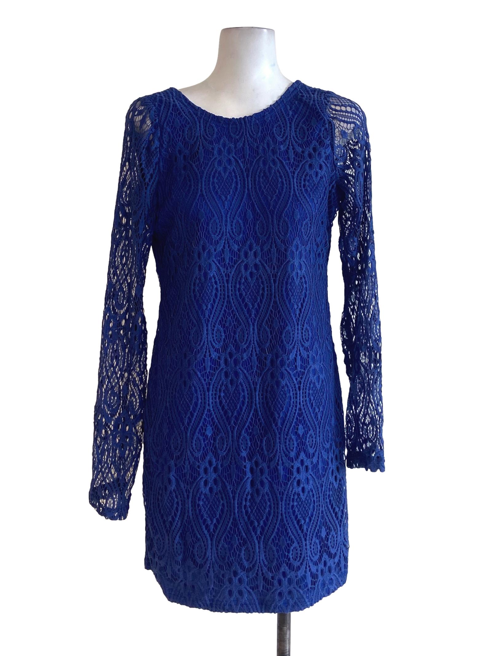Admiral Blue Floral Lace Bodycon Dress