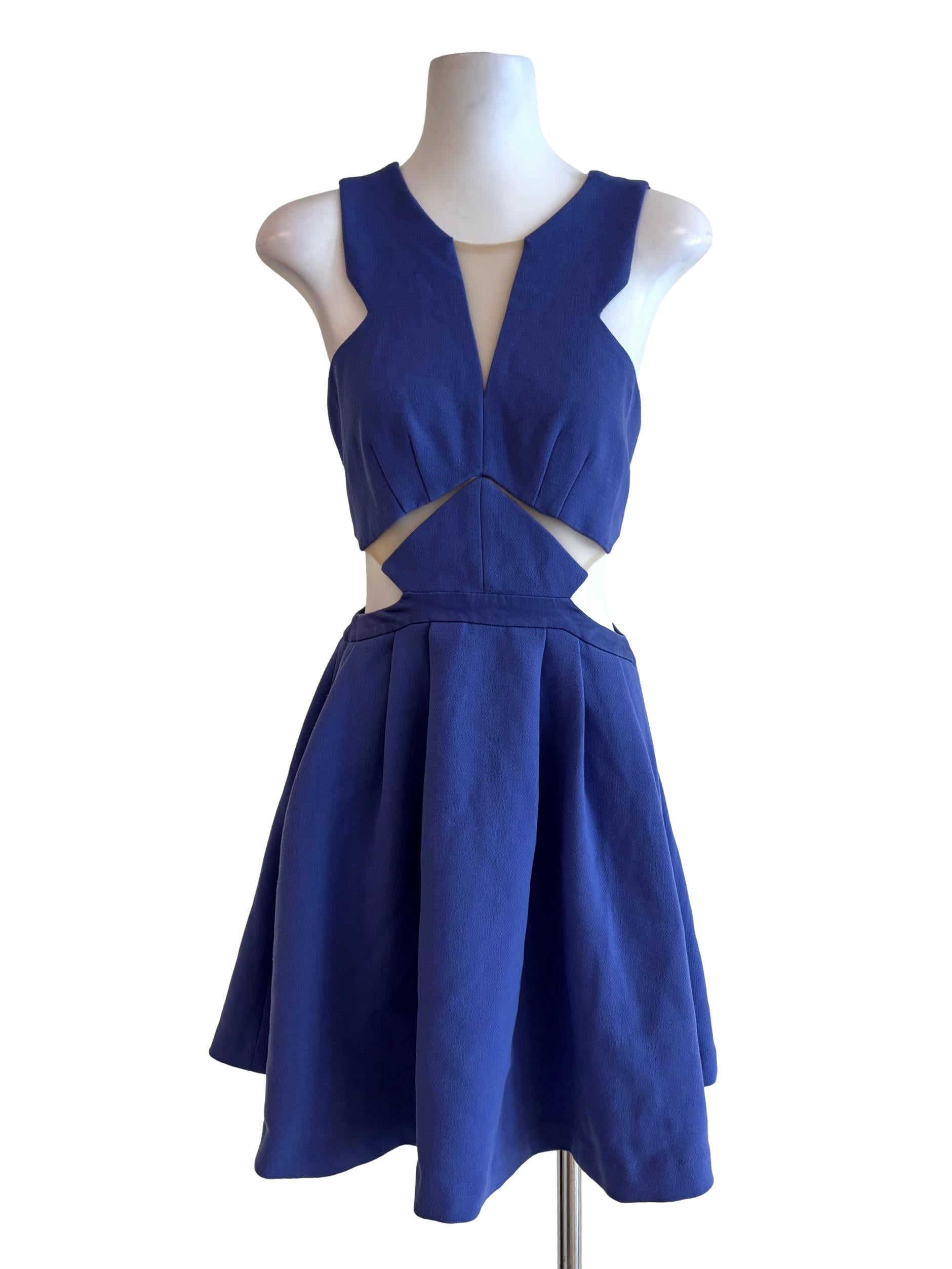 Love Bonito Bluish Purple Sleeveless Cut Out A-Line Dress