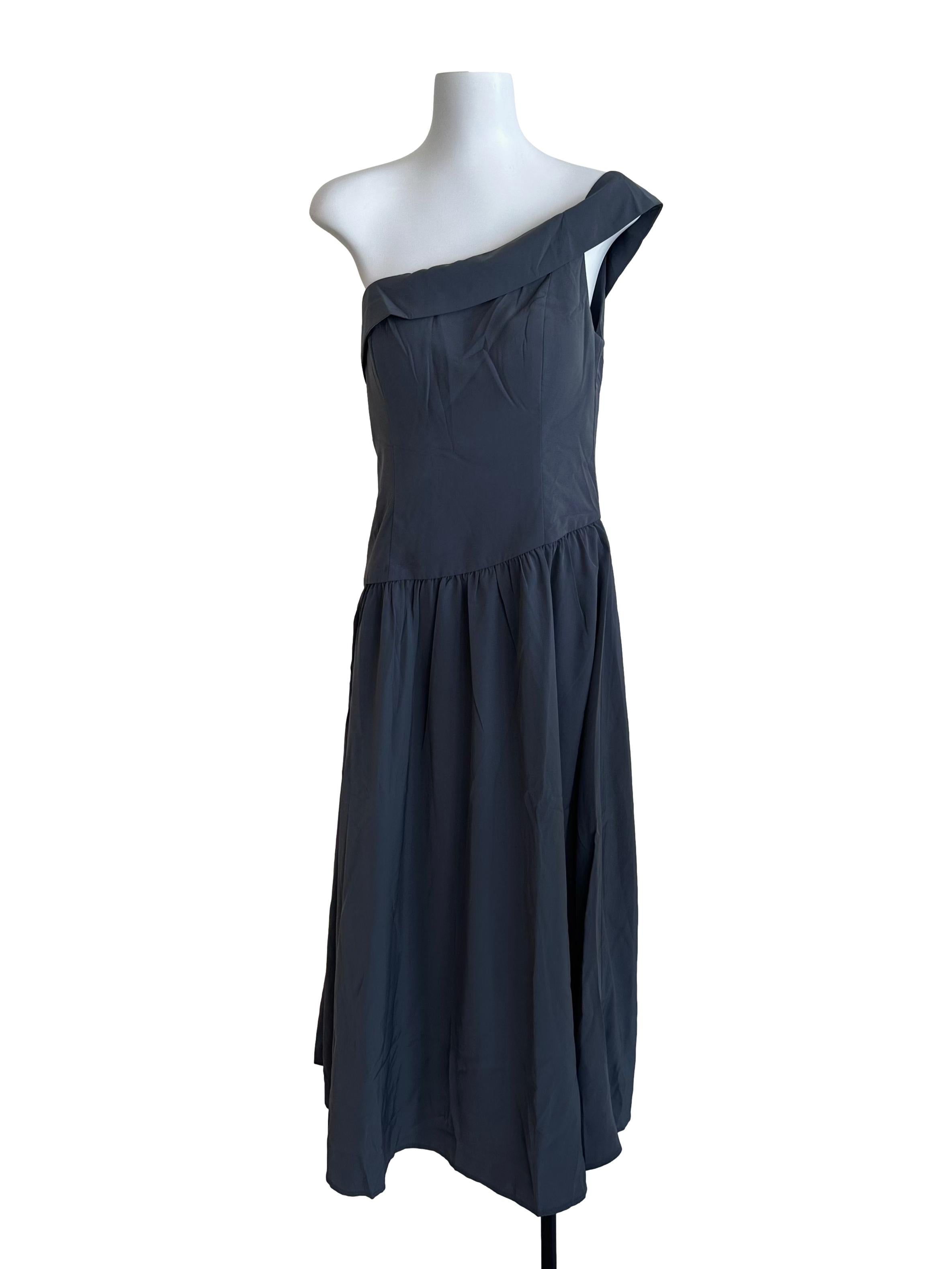 Neonmello Spruce Blue One Shoulder Dropwaist Dress