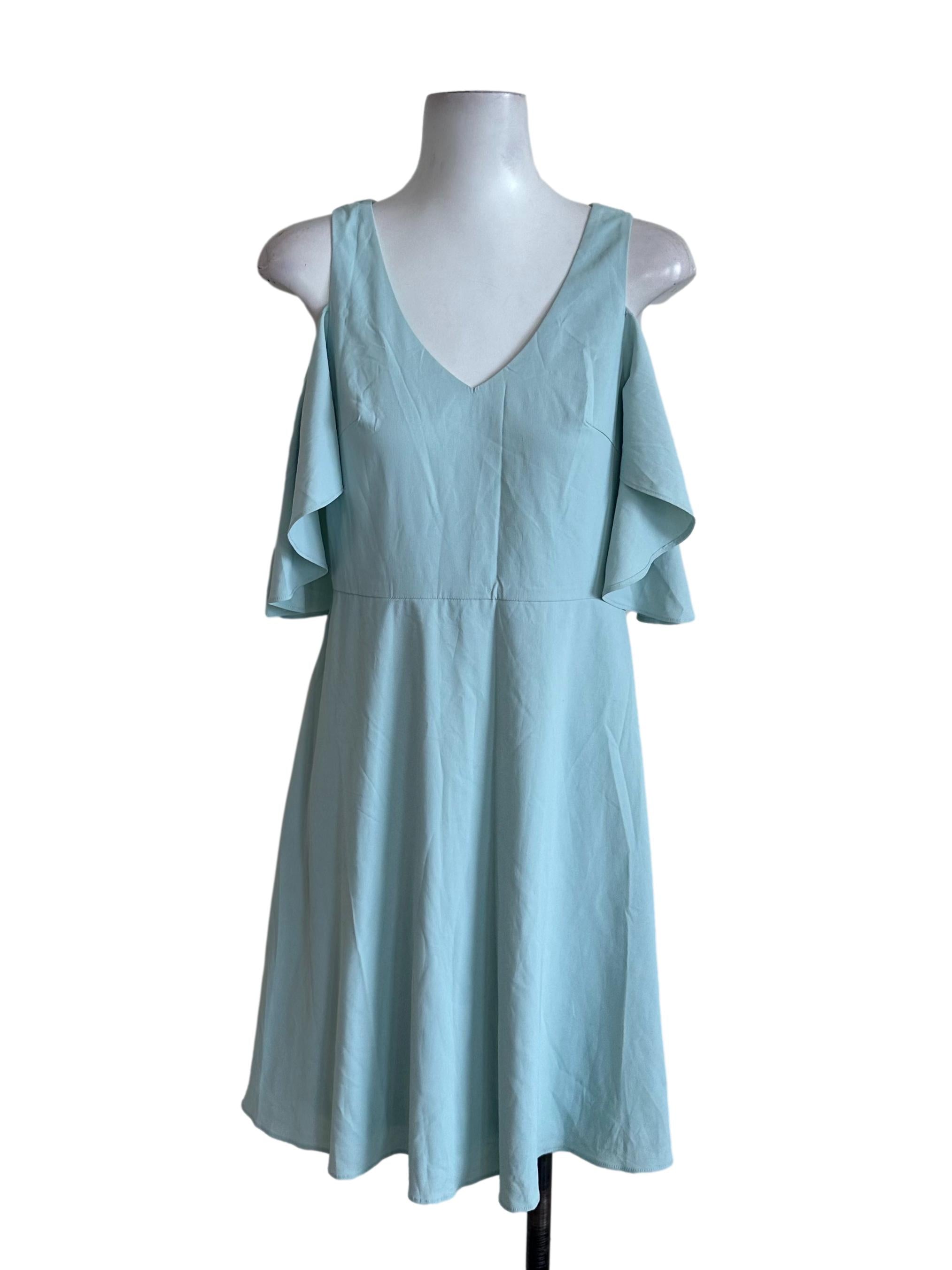 love bonito off shoulder dress Love Bonito Tiffany Blue V Neck Off Shoulder Dress