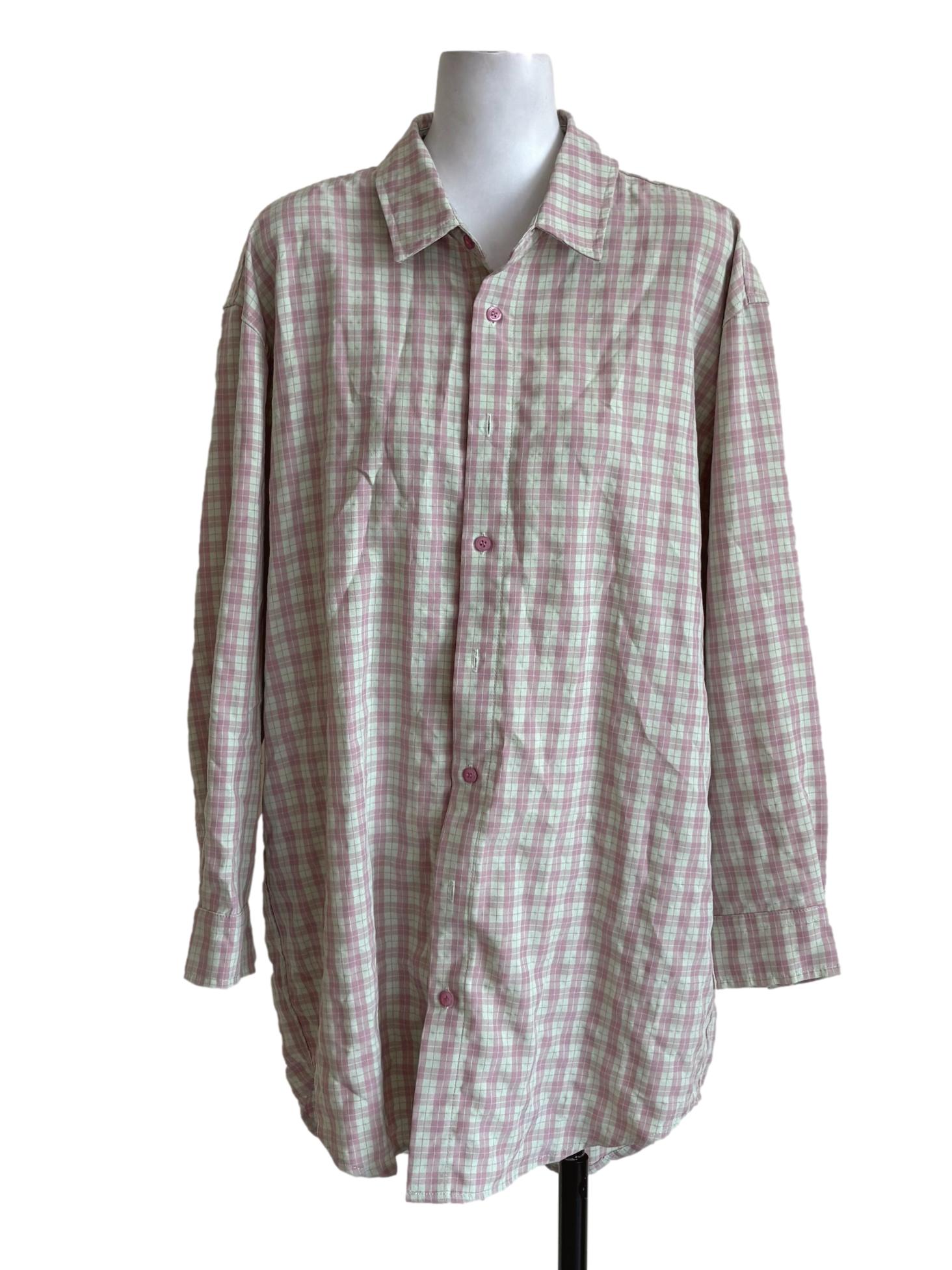Arcade Green Pink Tartan Shirt Dress REFASH - Main Image