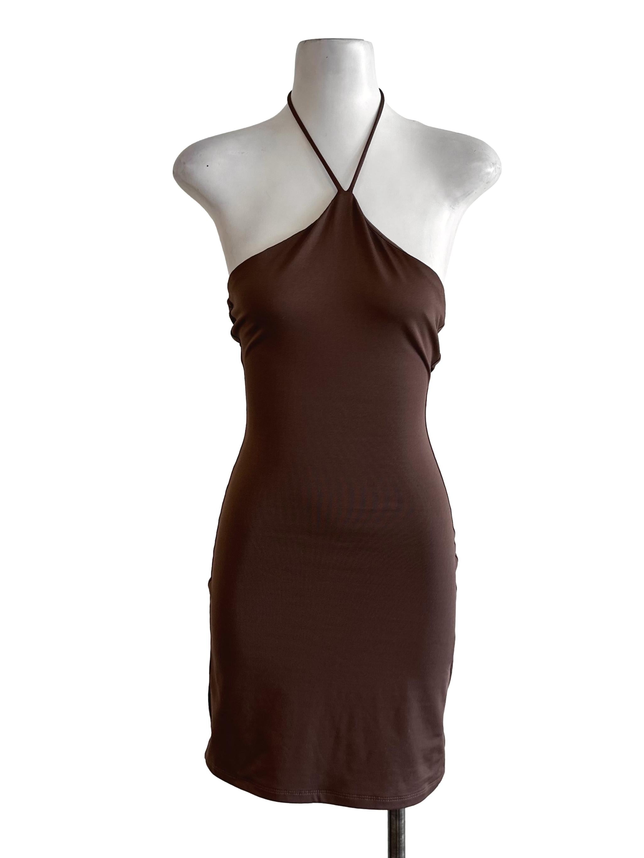 Princess Polly Rich Brown Halter Backless Dress | REFASH Princess Polly Rich Brown Halter Backless Dress | REFASH