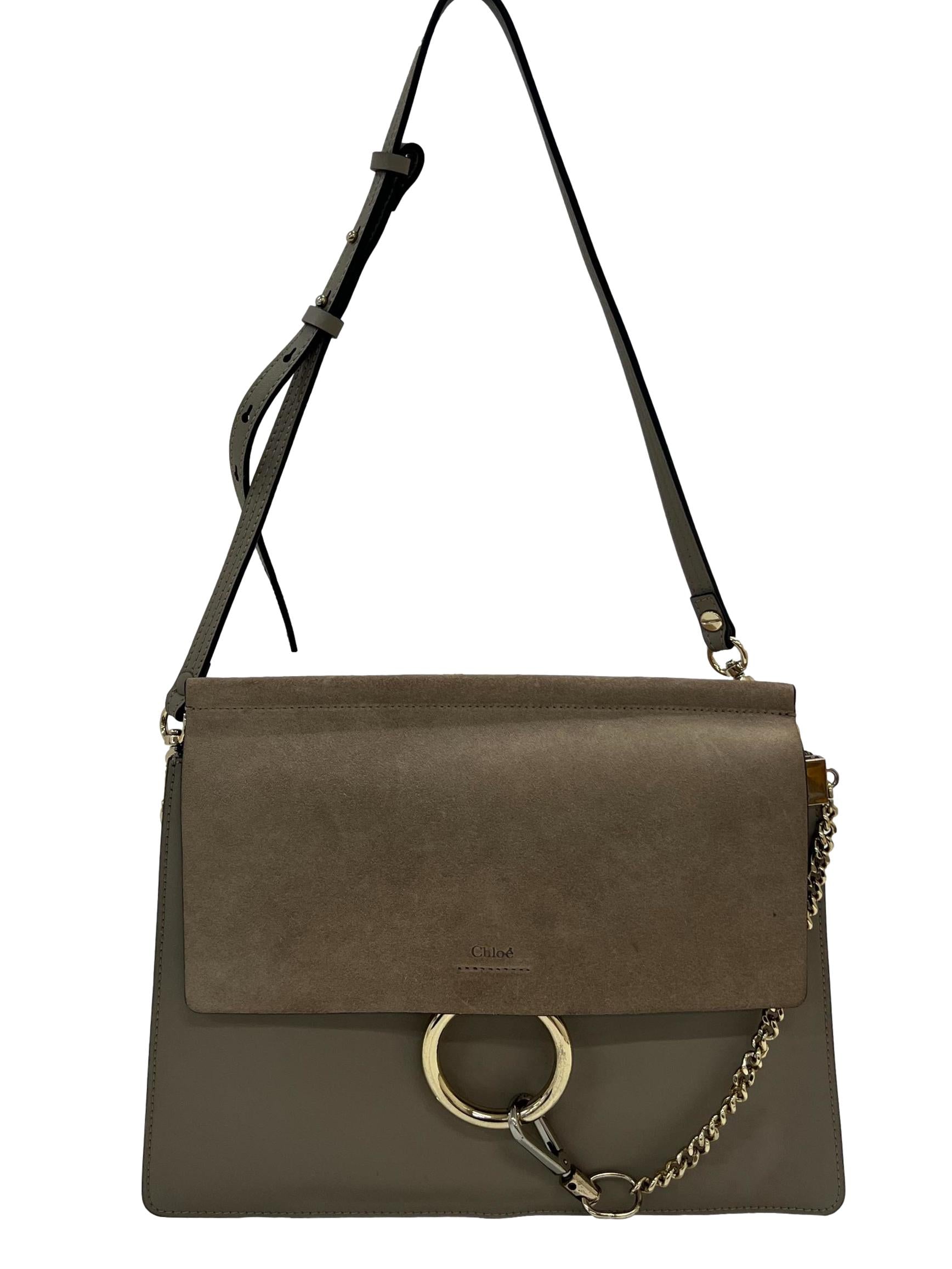 Chloe Grey Faye Leather Crossbody Bag | REFASH