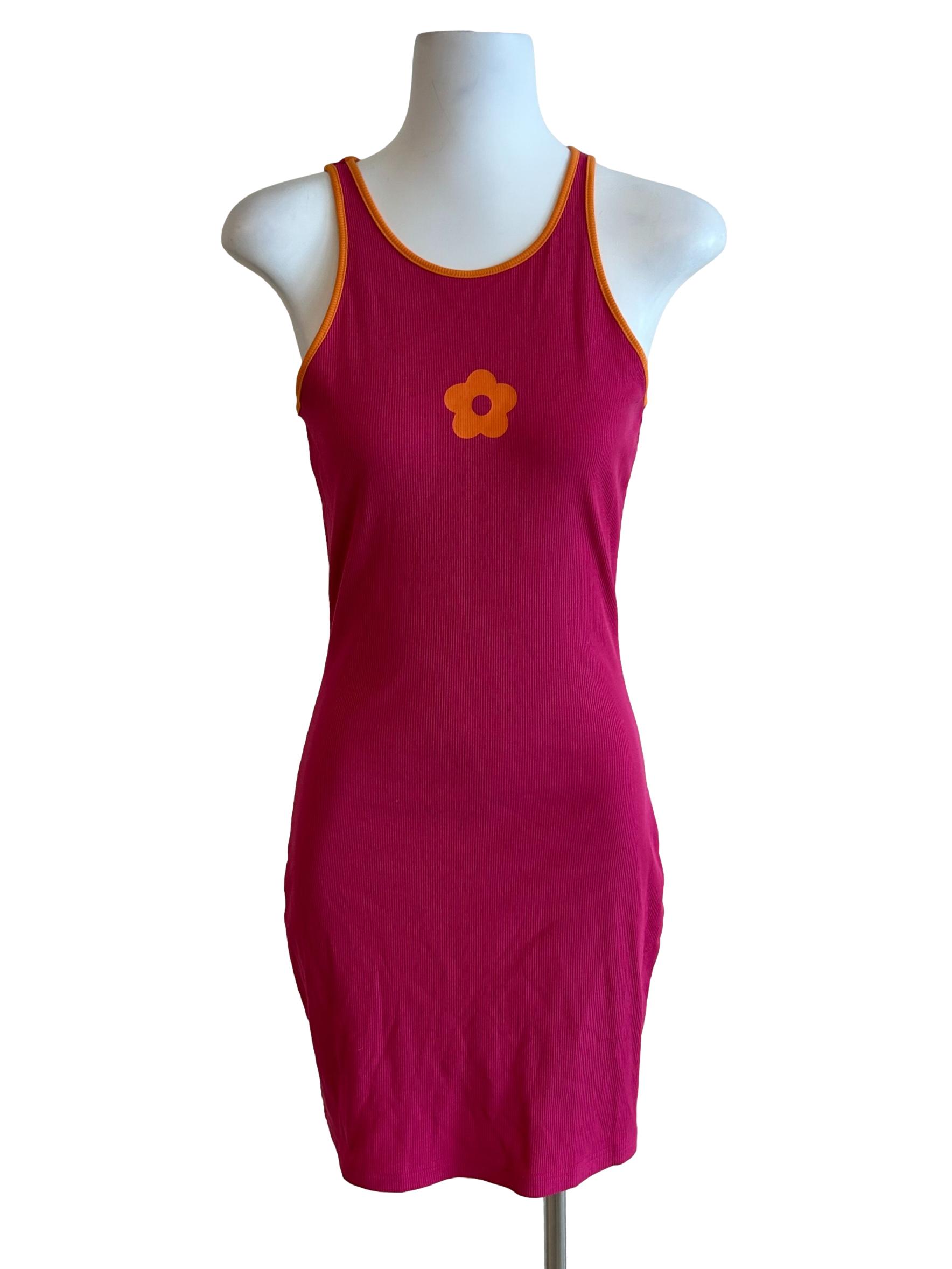 Princess Polly Fruschia And Orange Trim Ribbed Dress