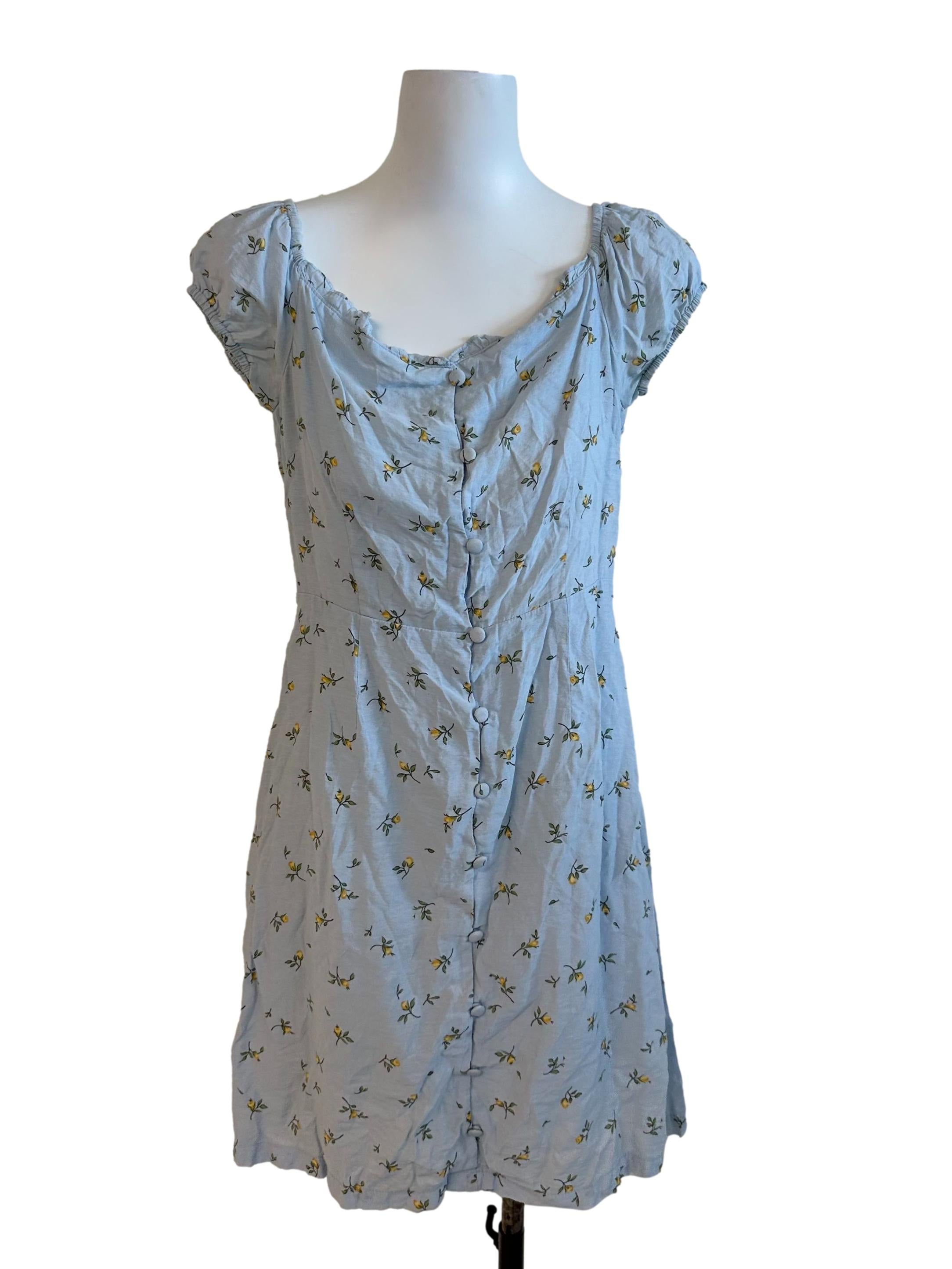 light blue winter formal dresses Light Blue Pattern Button Dress