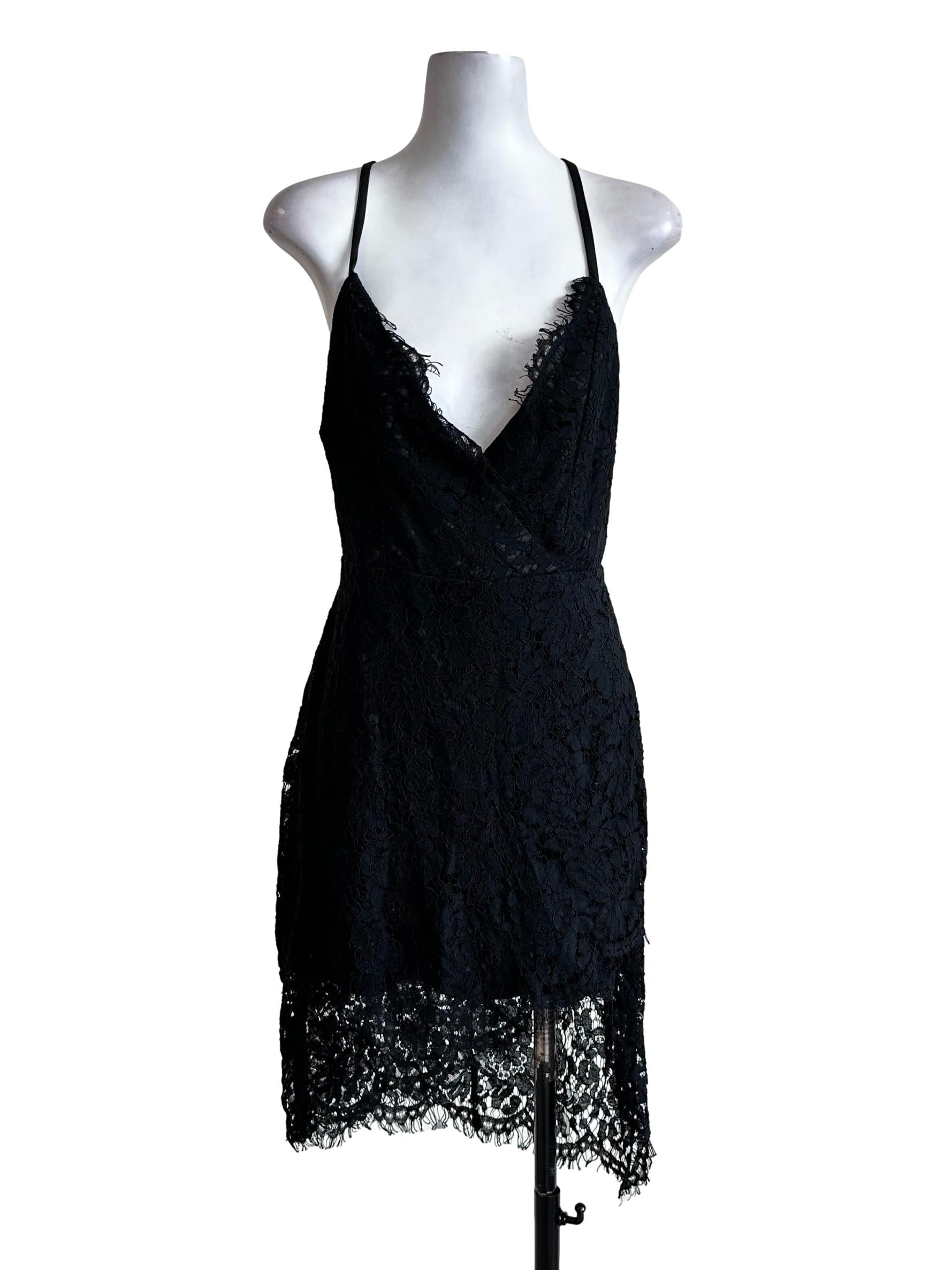 Zalora Black Lace Pattern Mini Dress REFASH - Main Image