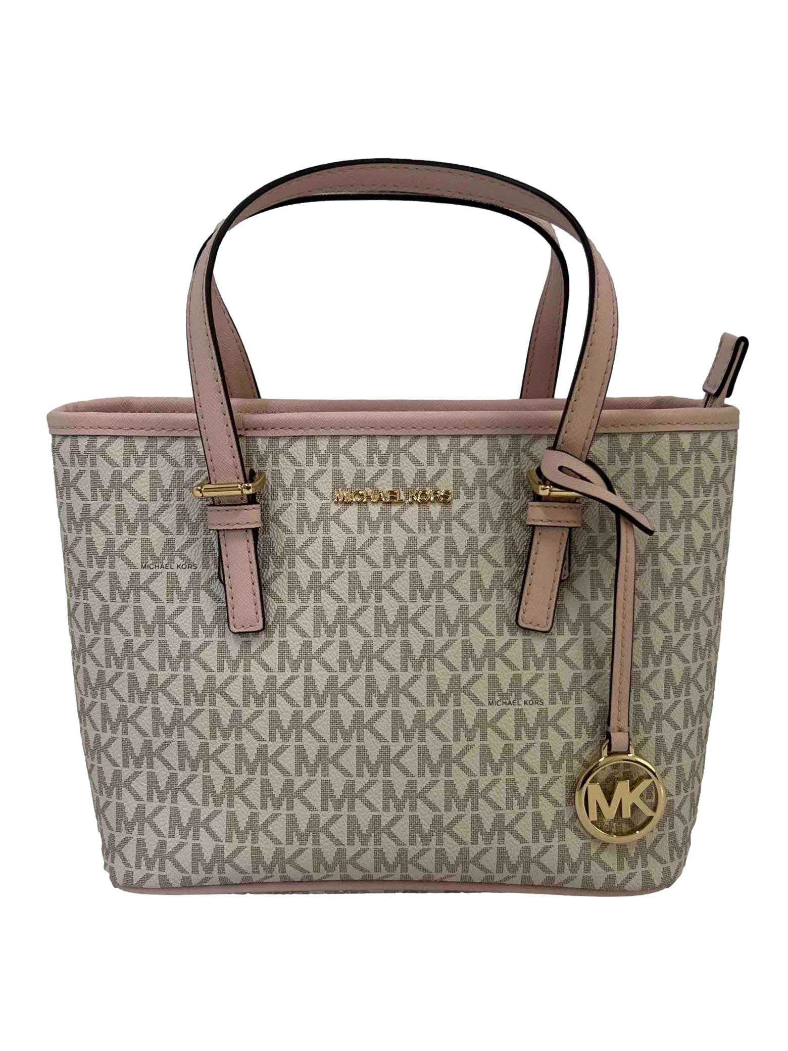 jet set travel extra small logo top zip tote bag Michael Kors Powder Jet Set Travel Extra-Small Logo Top Zip Tote Bag