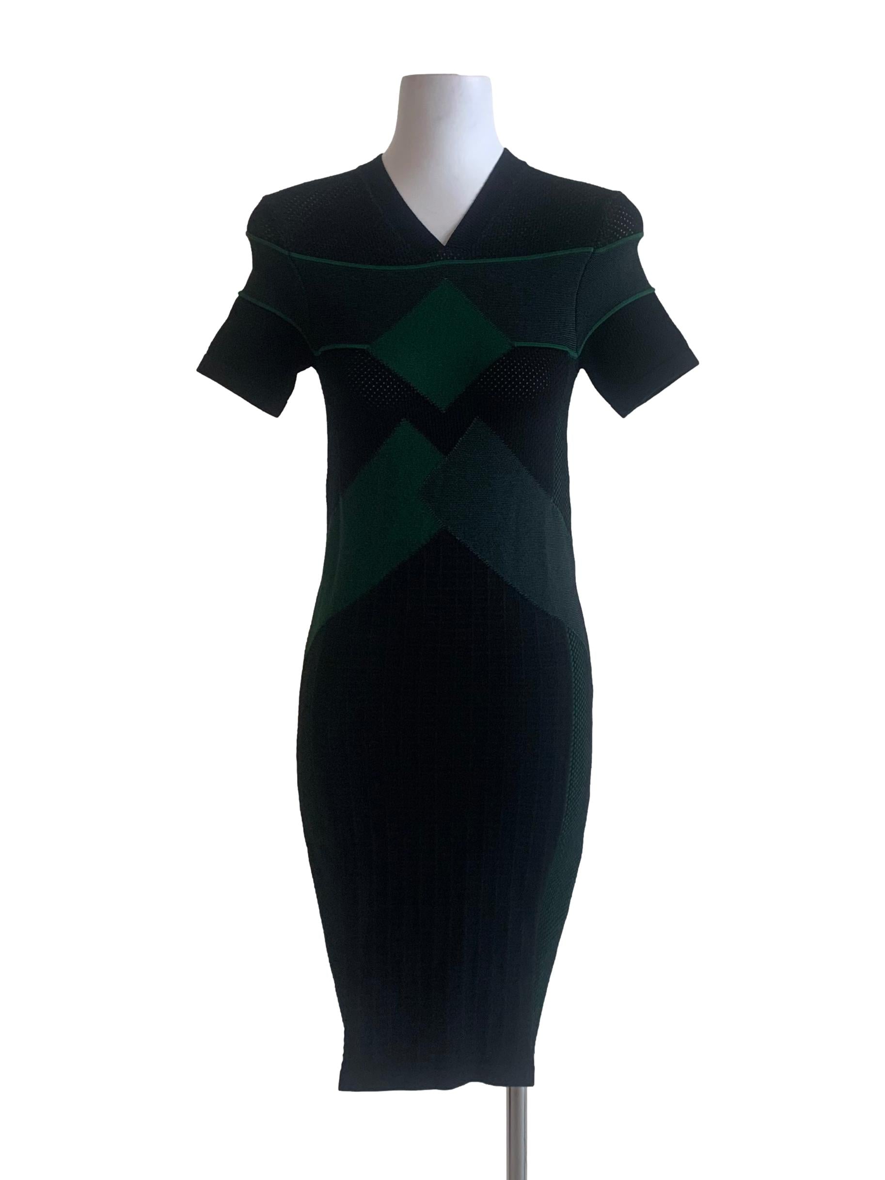 Kenzo Dark Green And Black Pattern Bodycon Dress | REFASH