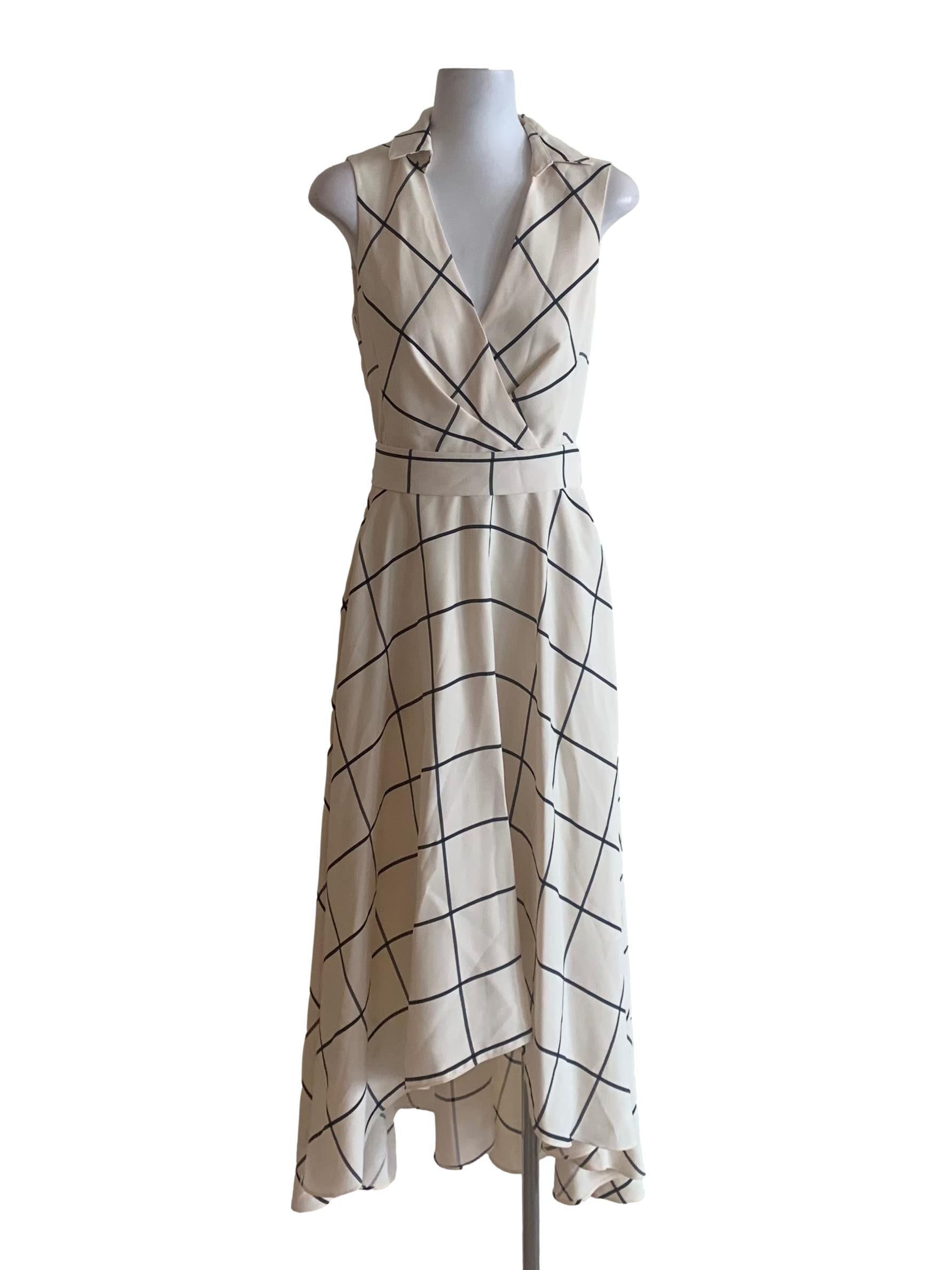Karen Millen White And Black Grid Pattern Dress Karen Millen White And Black Grid Pattern Dress