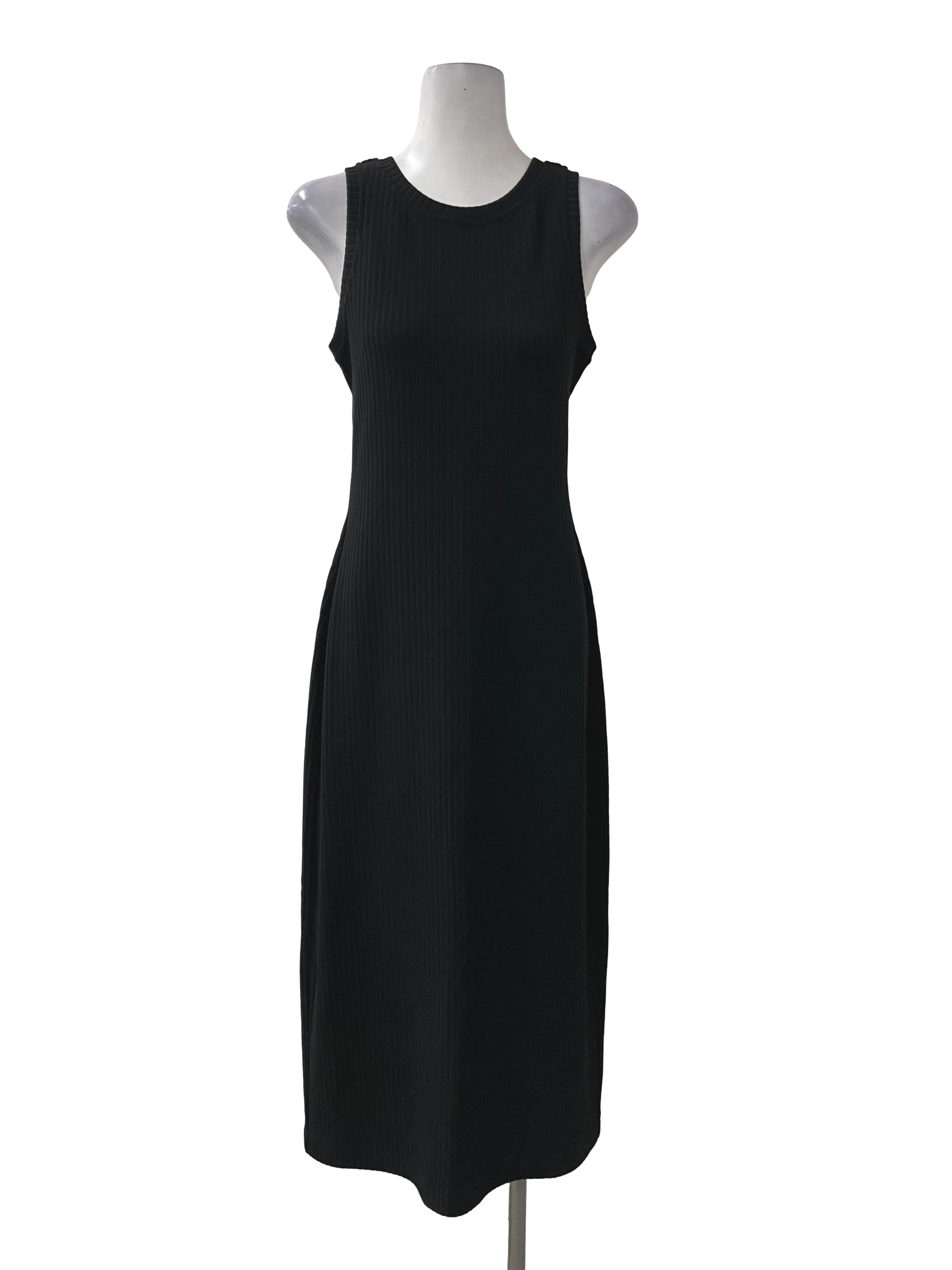 Love Bonito Black Ribbed Open Back Dress