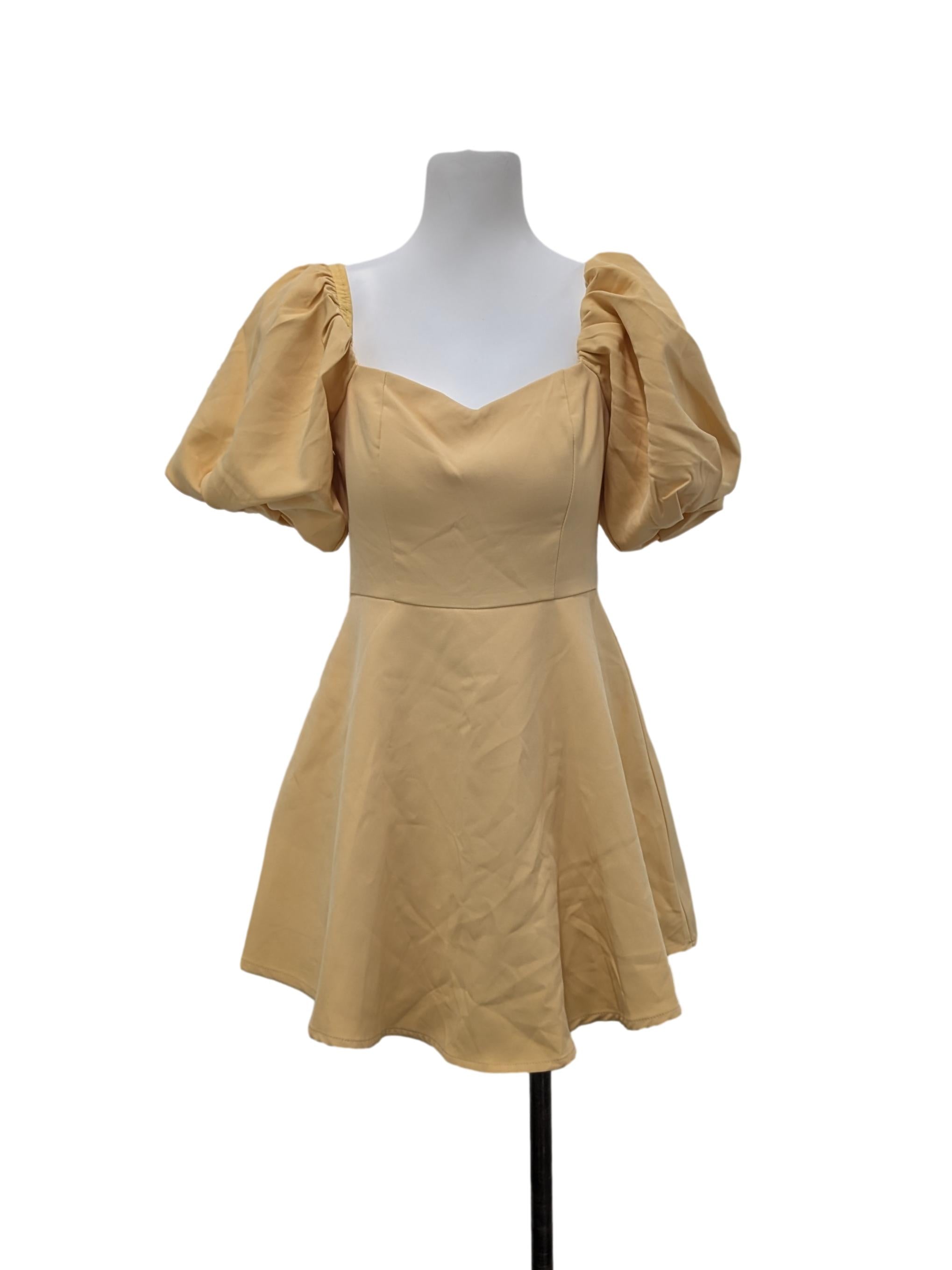 The Style Soiree Yellow Puffy Sleeve Dress REFASH