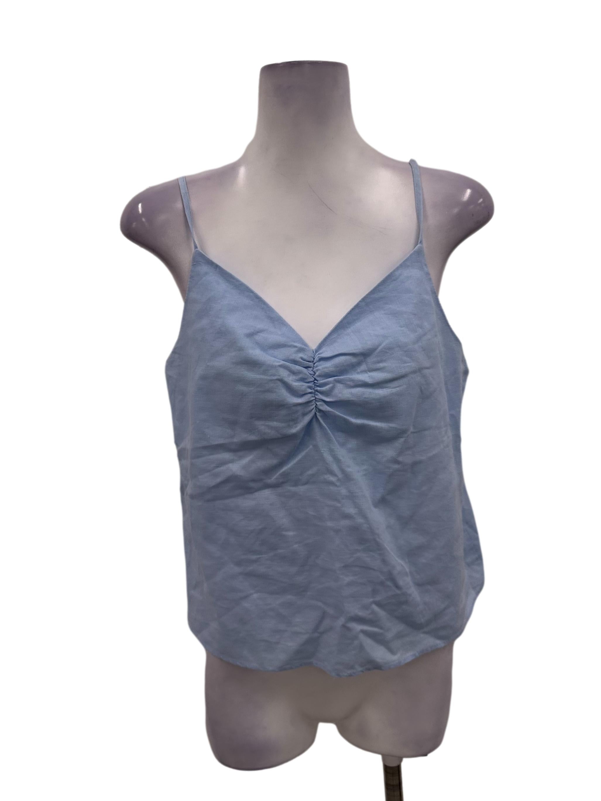 Pastel Blue Front Ruched Top