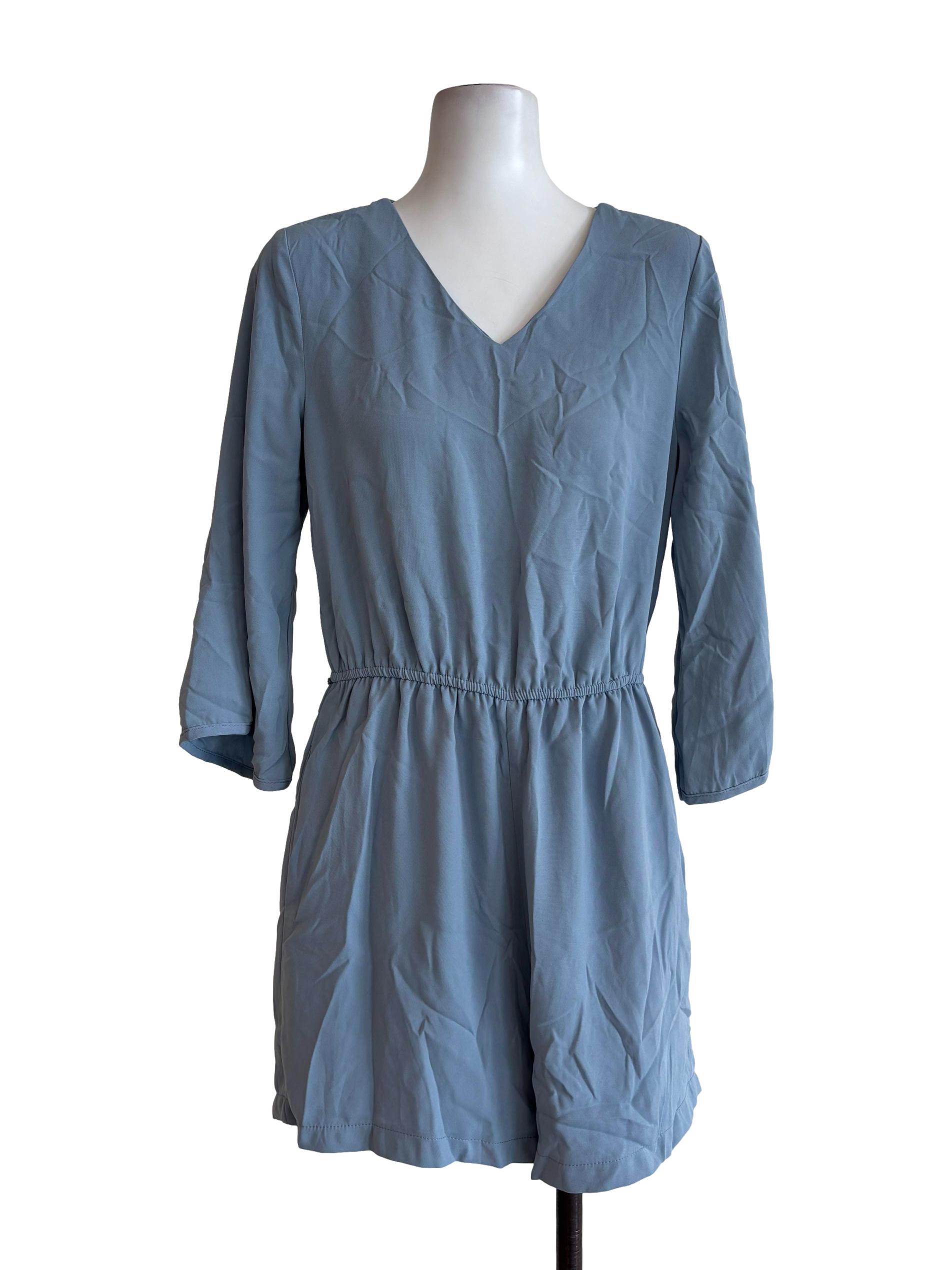 Blue V Neck Romper