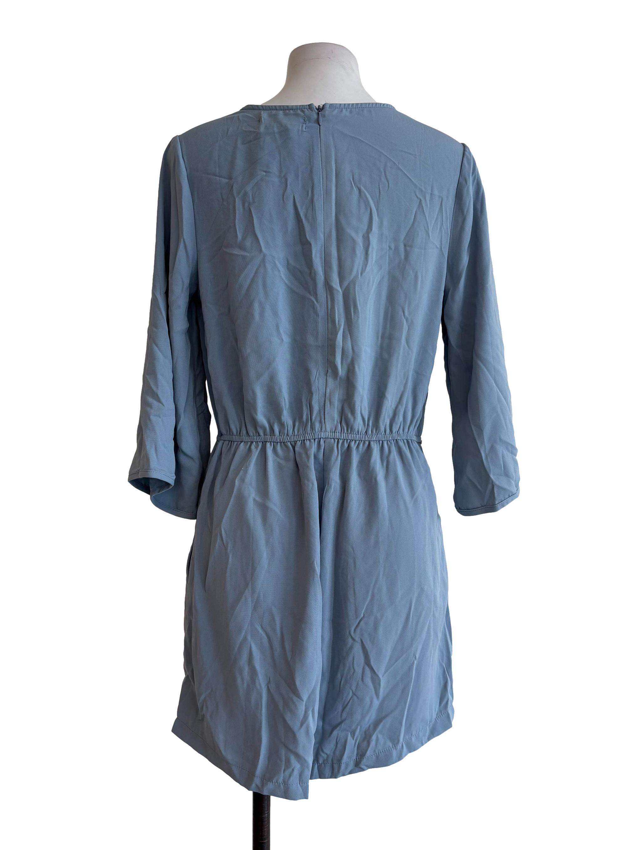 Blue V Neck Romper