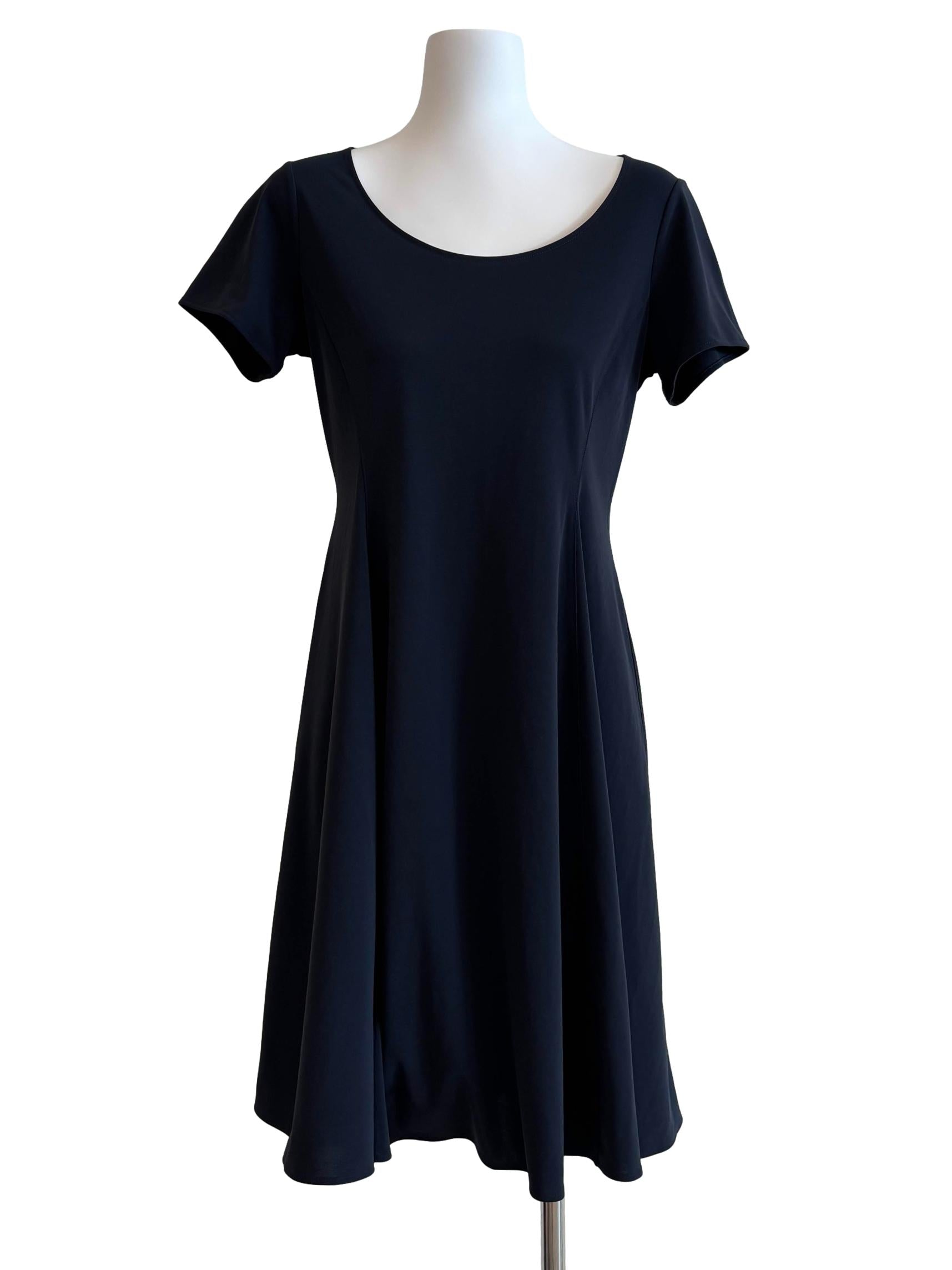 Midnight Blue Scoop Neck Short Sleeve Dress