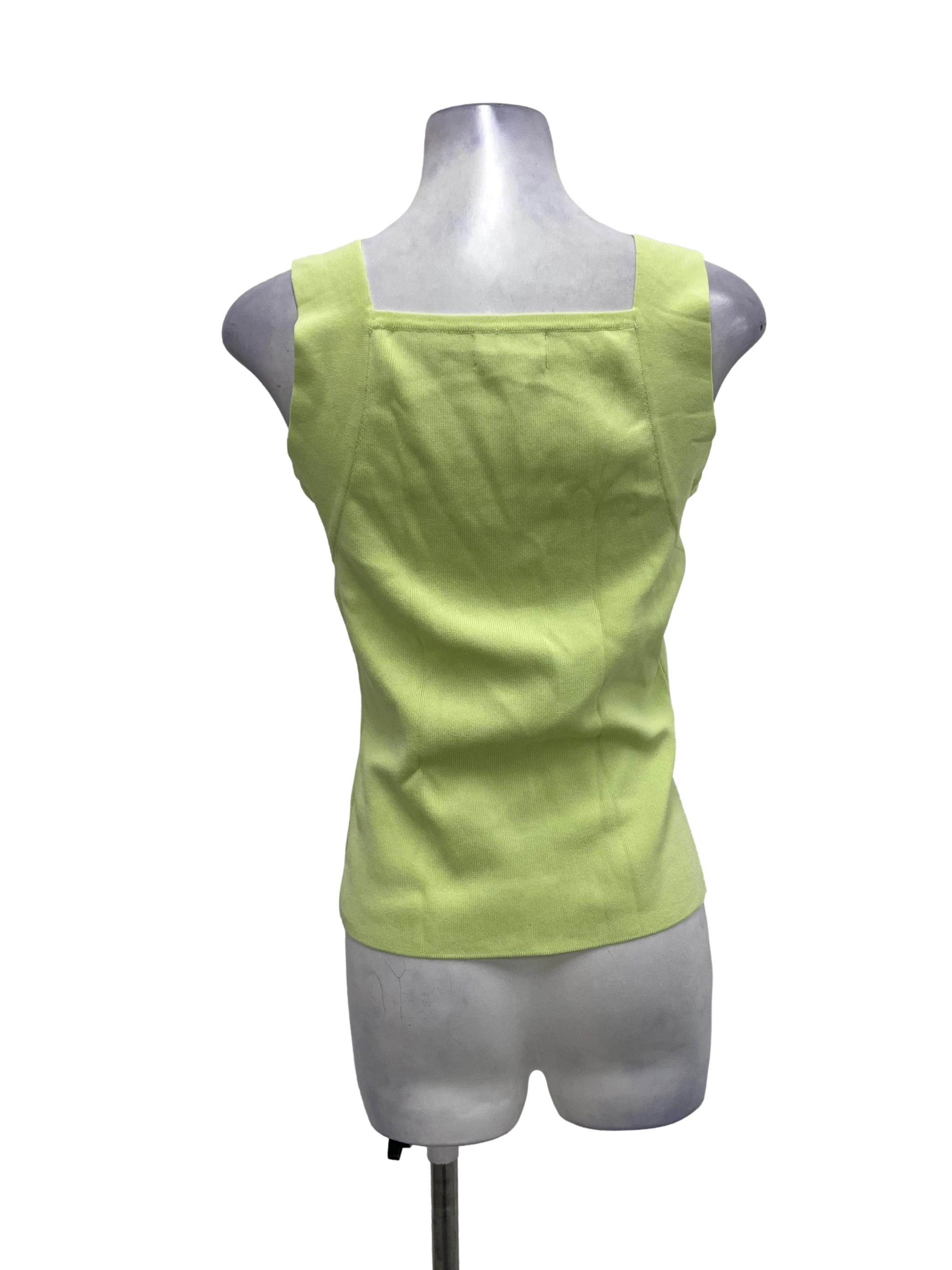 Apple Green Square Neck Knit Top