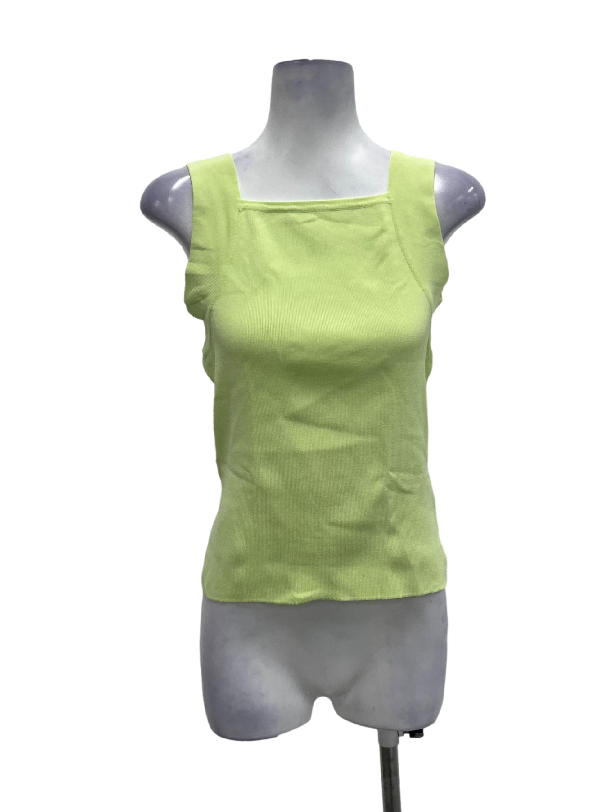 Apple Green Square Neck Knit Top