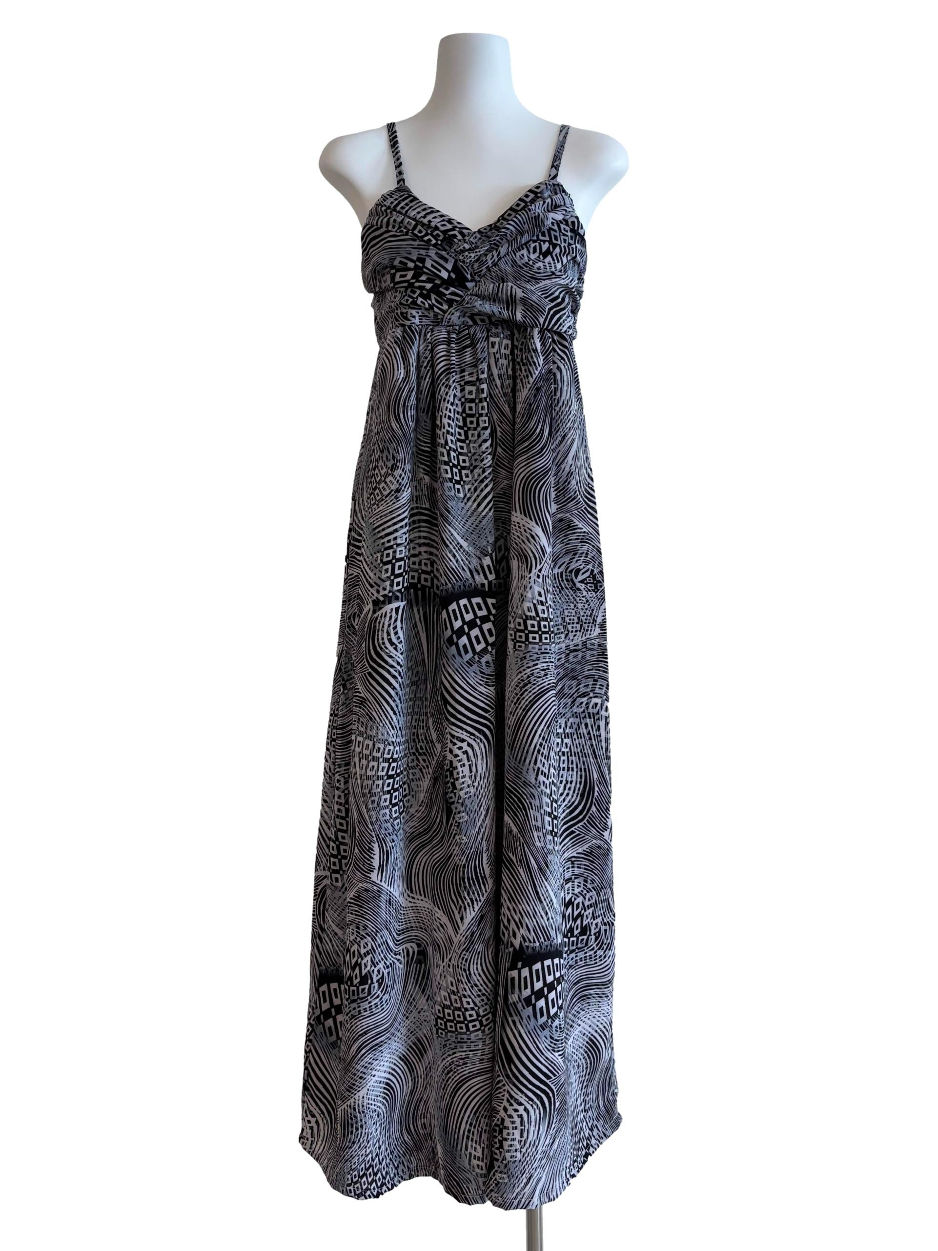 Black Abstract Print Sweetheart Neckline Dress
