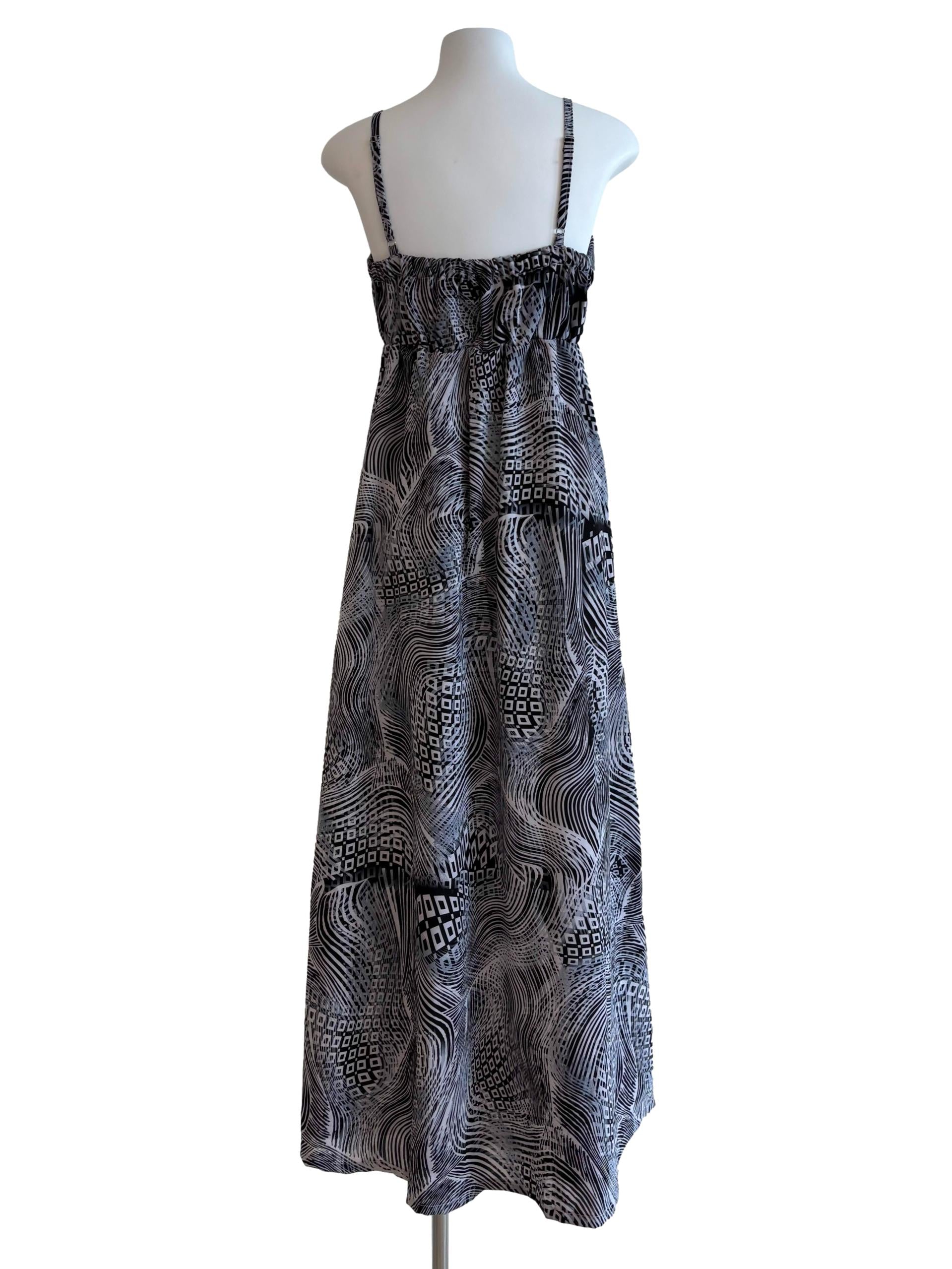 Black Abstract Print Sweetheart Neckline Dress